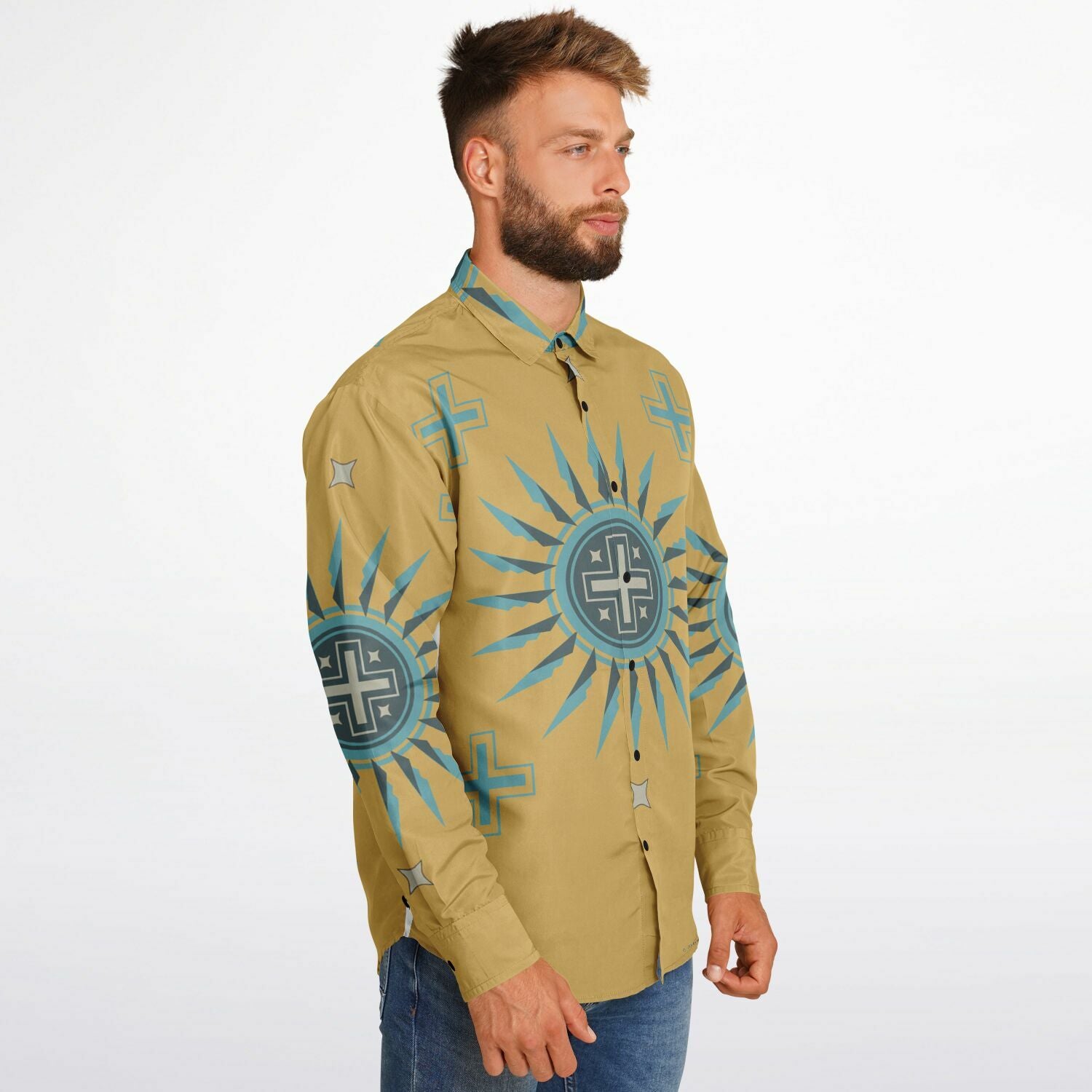 $NiieihiiNookei Long Sleeve Button Down Shirt - AOP