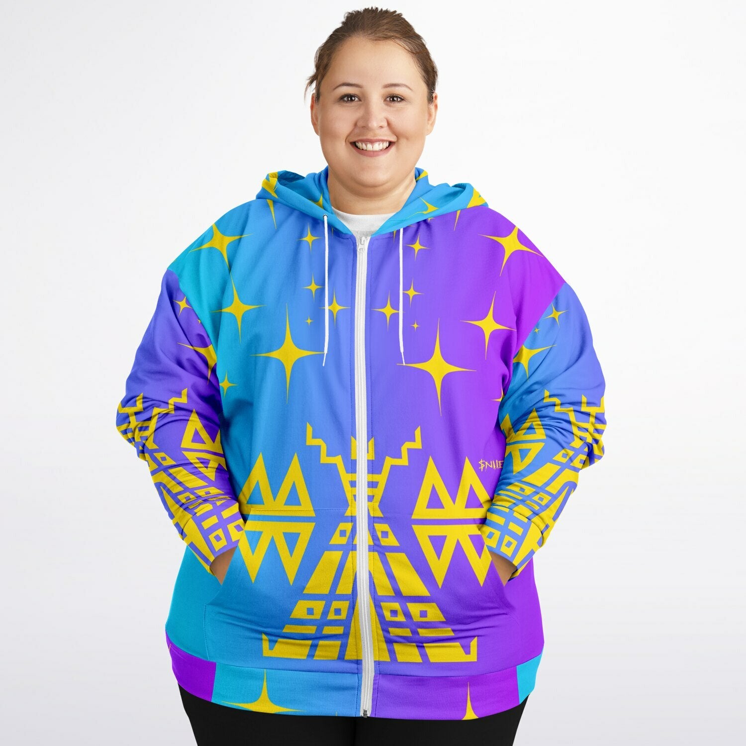 $NiieihiiNookei Fashion Plus-size Ziphoodie - AOP