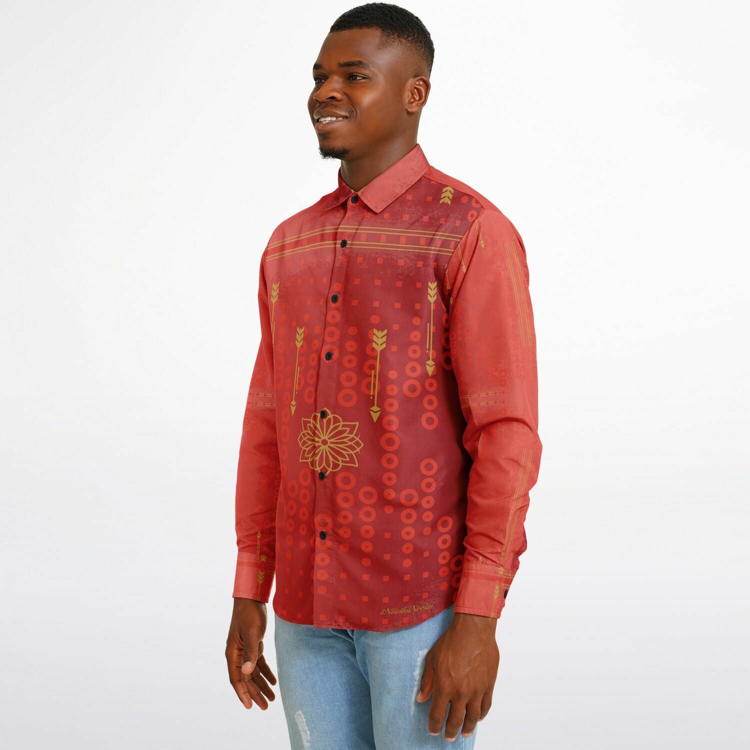 $NiieihiiNookei Long Sleeve Button Down Shirt - AOP