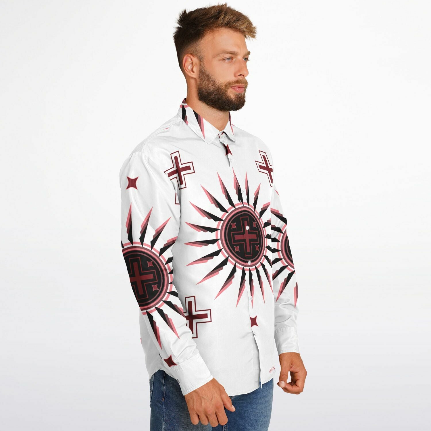 $NiieihiiNookei Long Sleeve Button Down Shirt - AOP