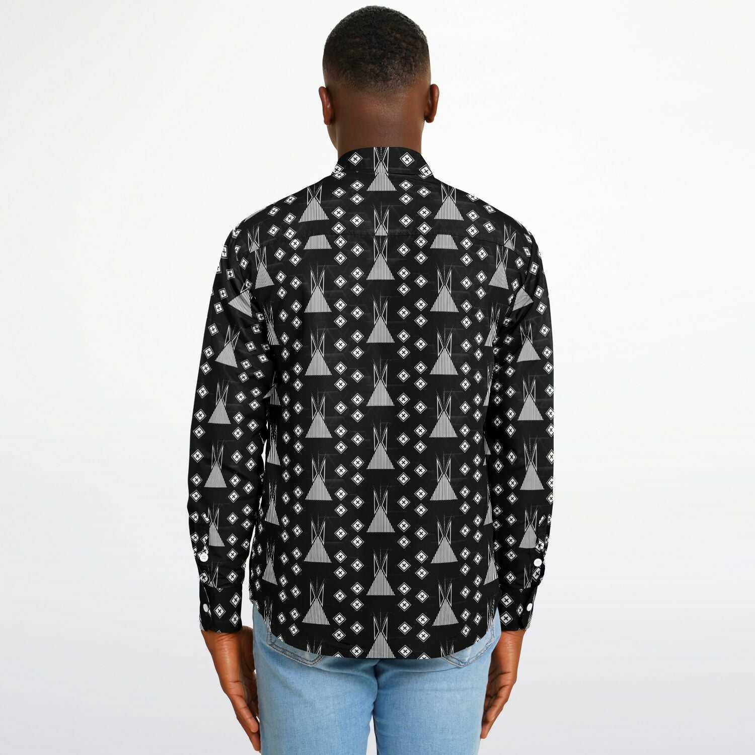 $NiieihiiNookei Long Sleeve Button Down Shirt - AOP