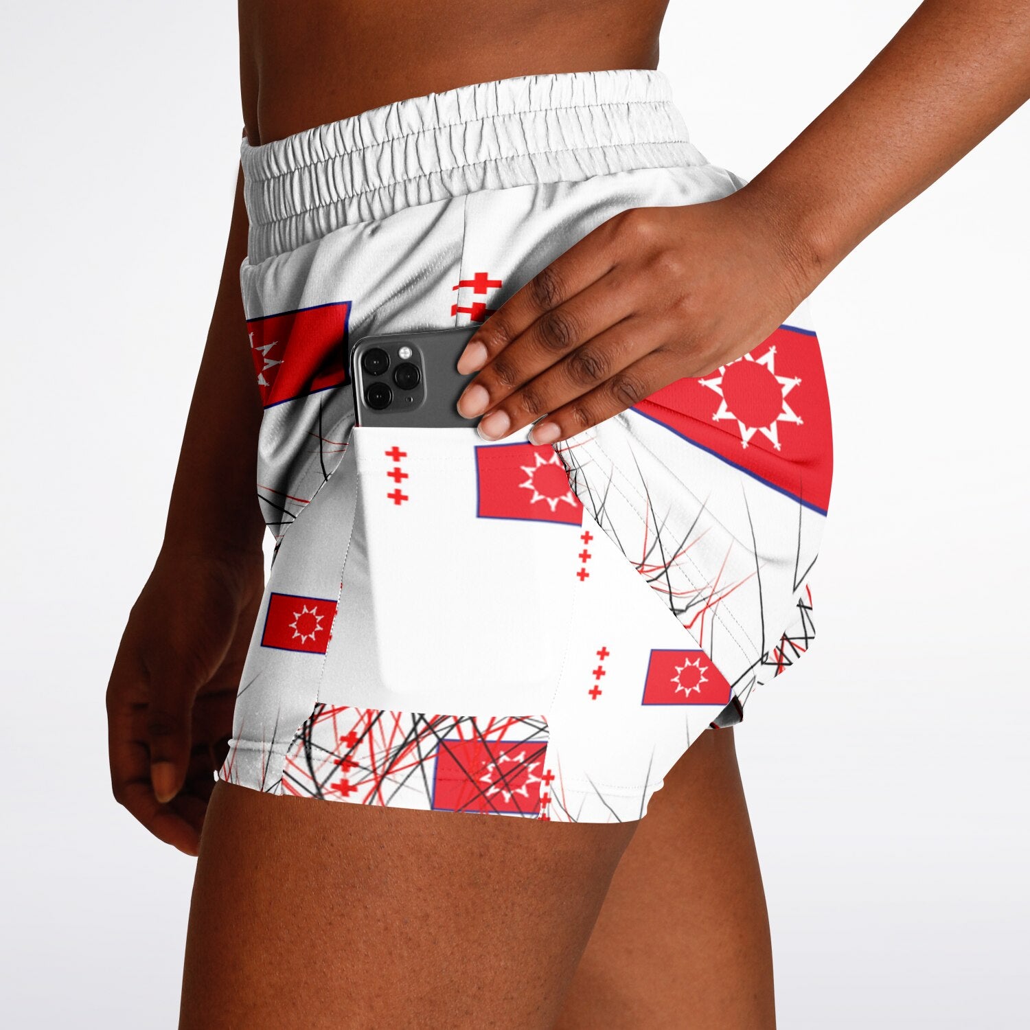 $NiieihiiNookei OST FLAG Women's 2-in-1 Shorts - AOP