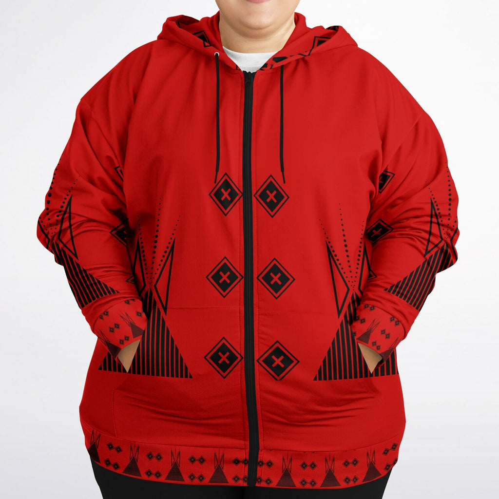 $NiieihiiNookei Fashion Plus-size Ziphoodie - AOP Red