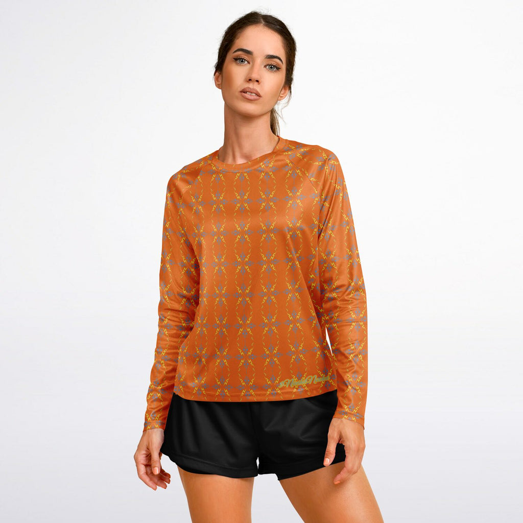 Women's Long Sleeve Performance Shirt - AOP Orange