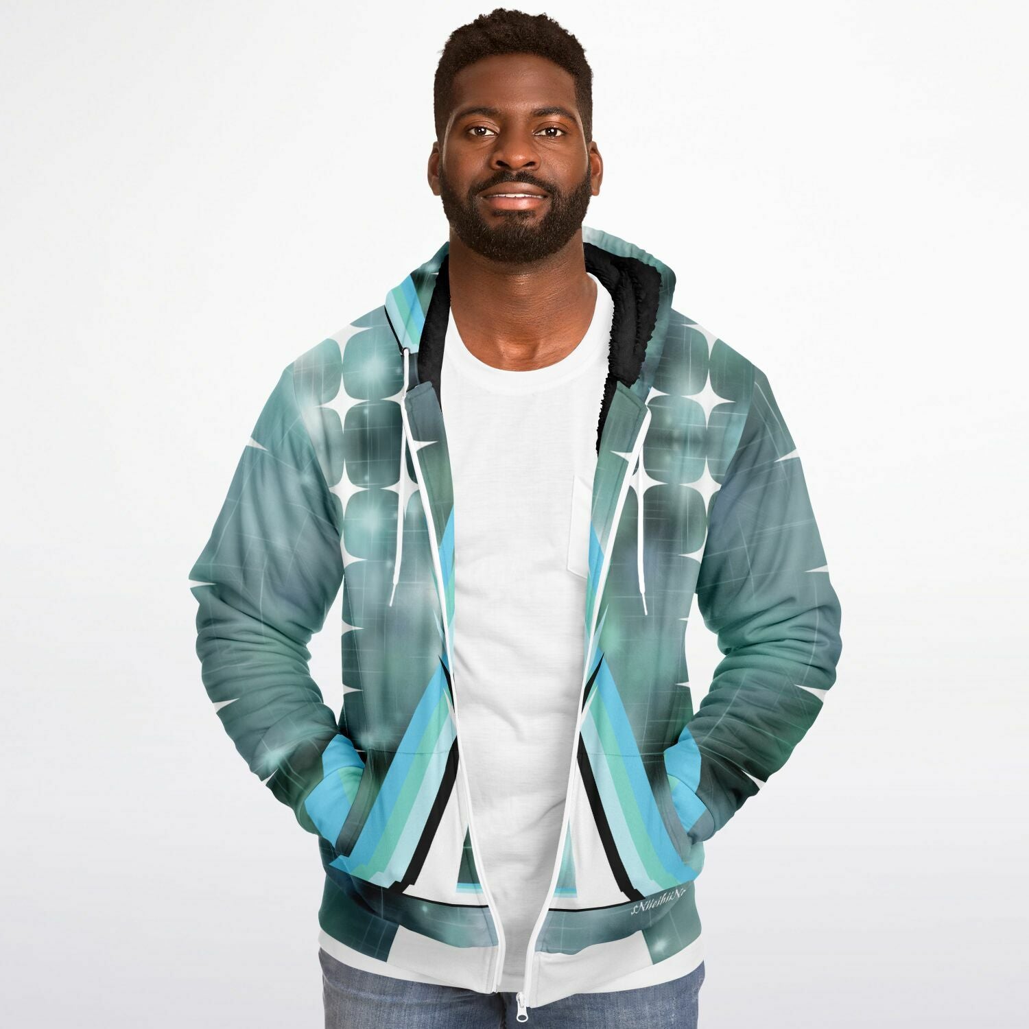 $NiieihiiNookei Microfleece Lined Ziphoodie - AOP
