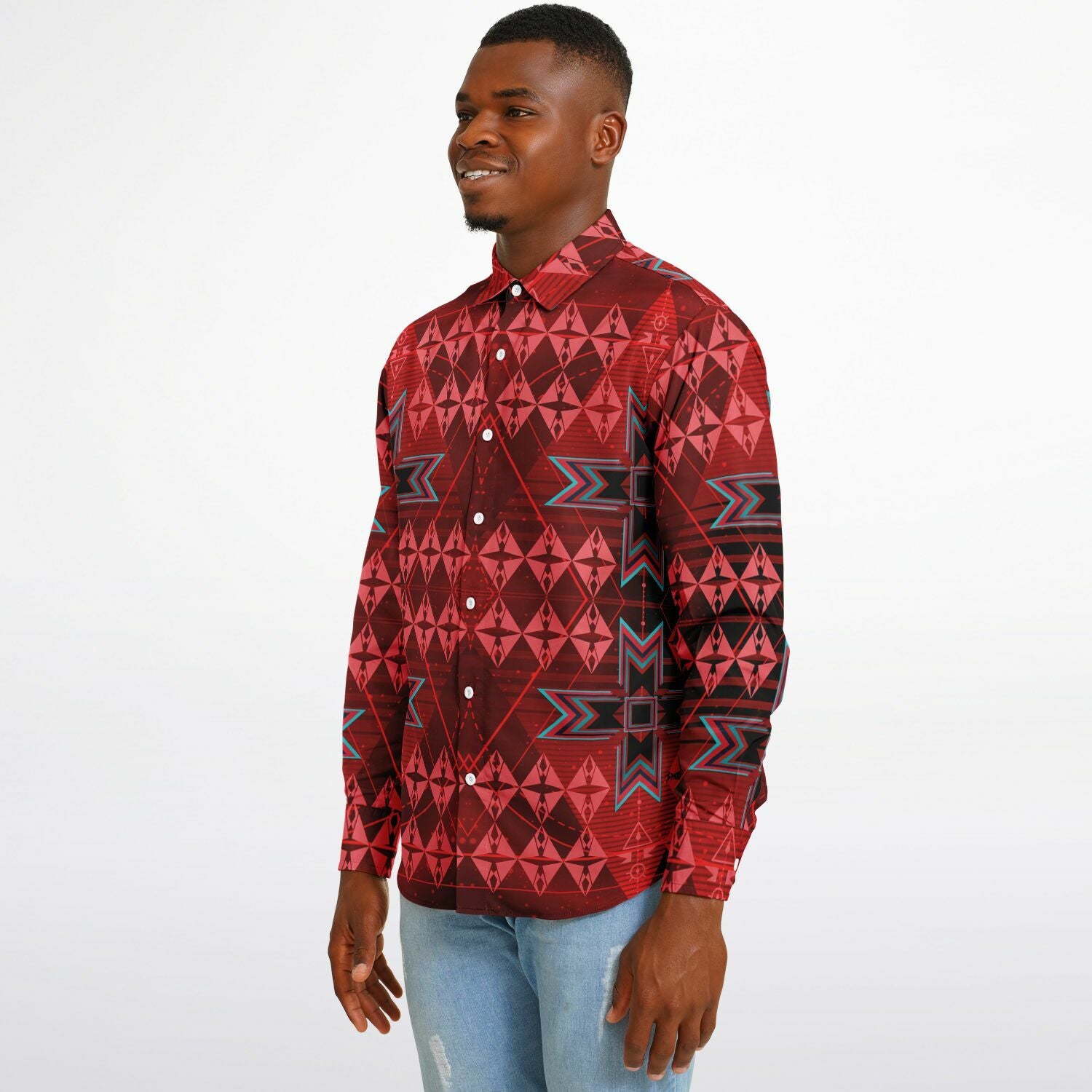 $NiieihiiNookei Long Sleeve Button Down Shirt - AOP