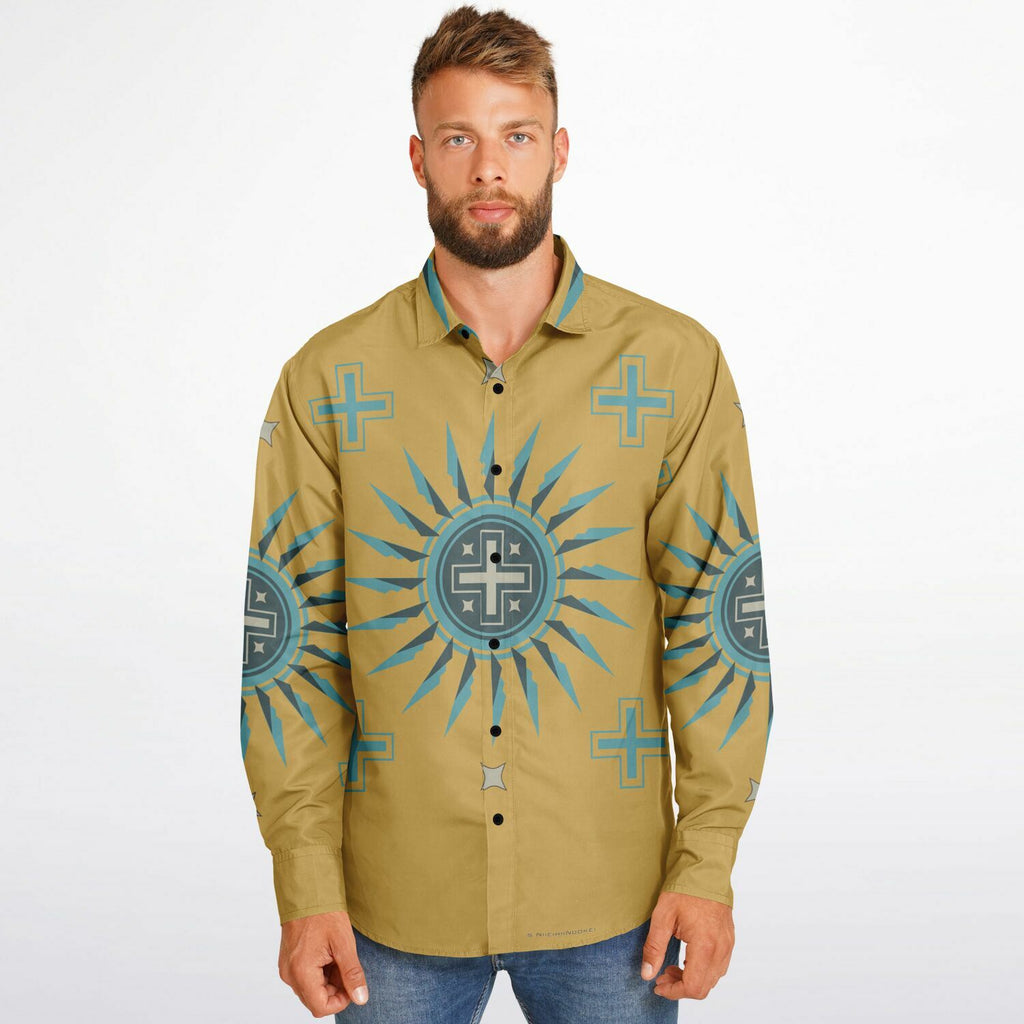 $NiieihiiNookei Long Sleeve Button Down Shirt - AOP
