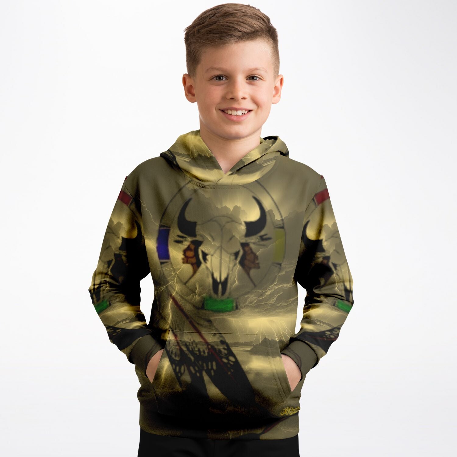 Northern Arapaho Tribe Logo Athletic Kids Hoodie - AOP