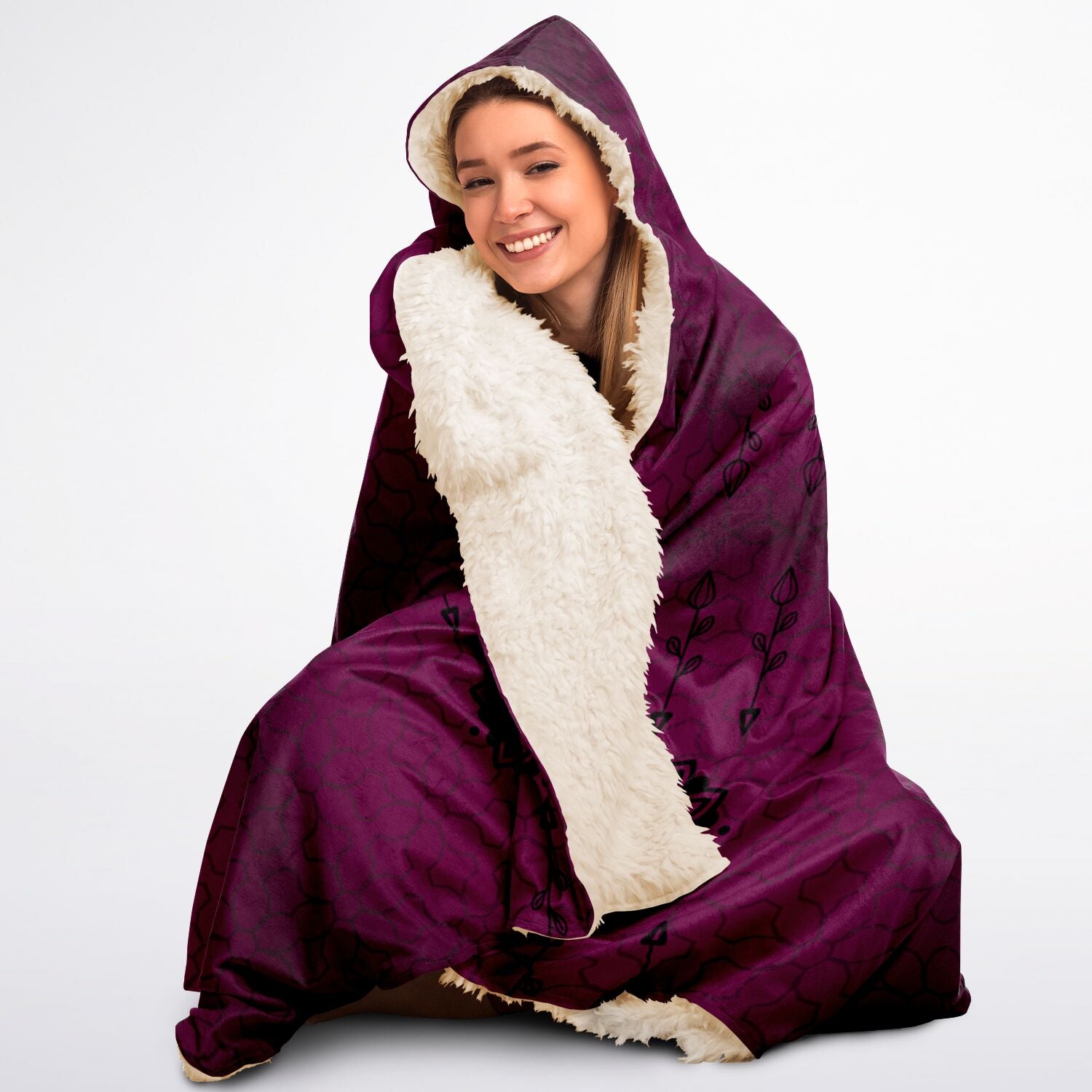 $NiieihiiNookei Hooded Blanket Sherpa - AOP