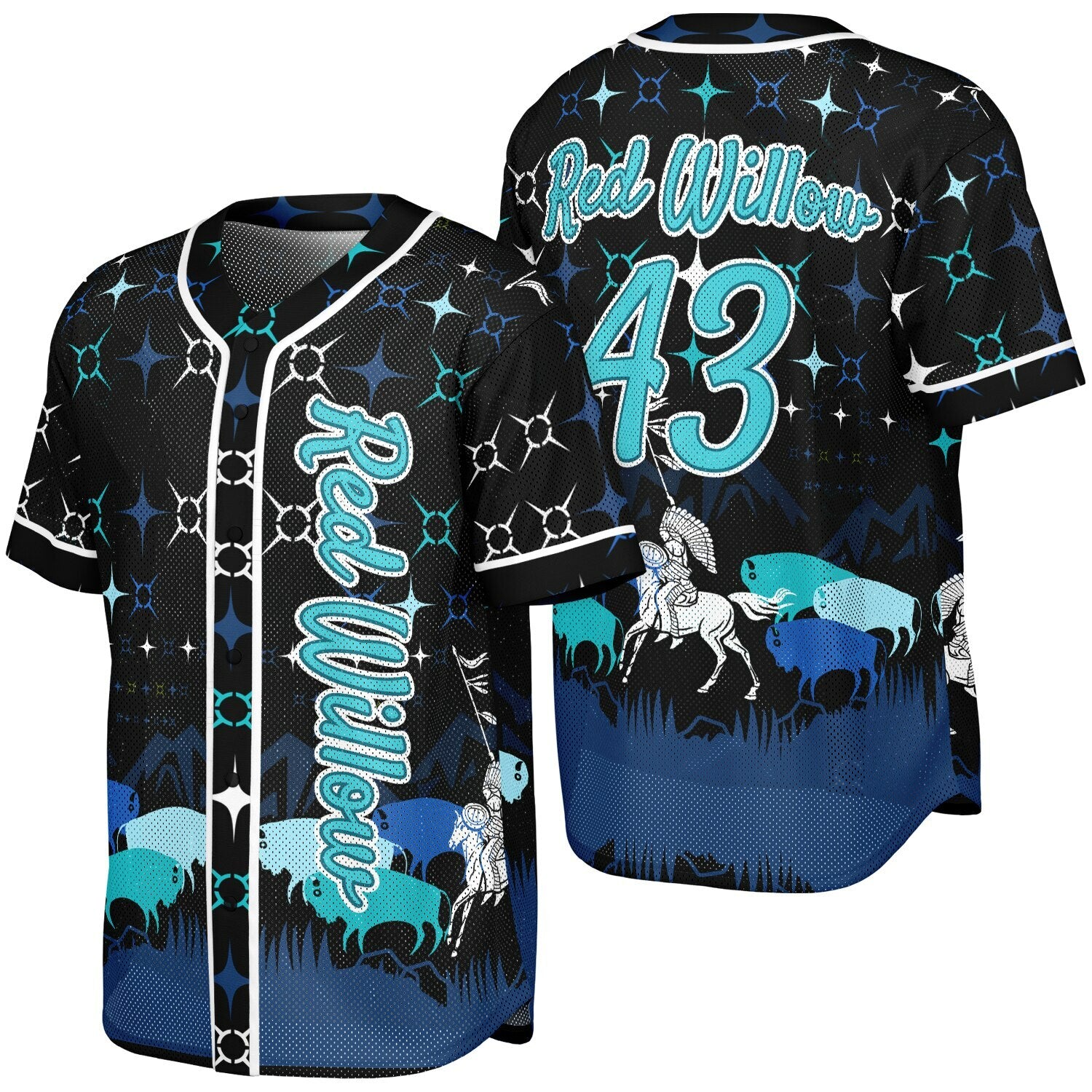 #43 Red Willow Premium Baseball Jersey - AOP