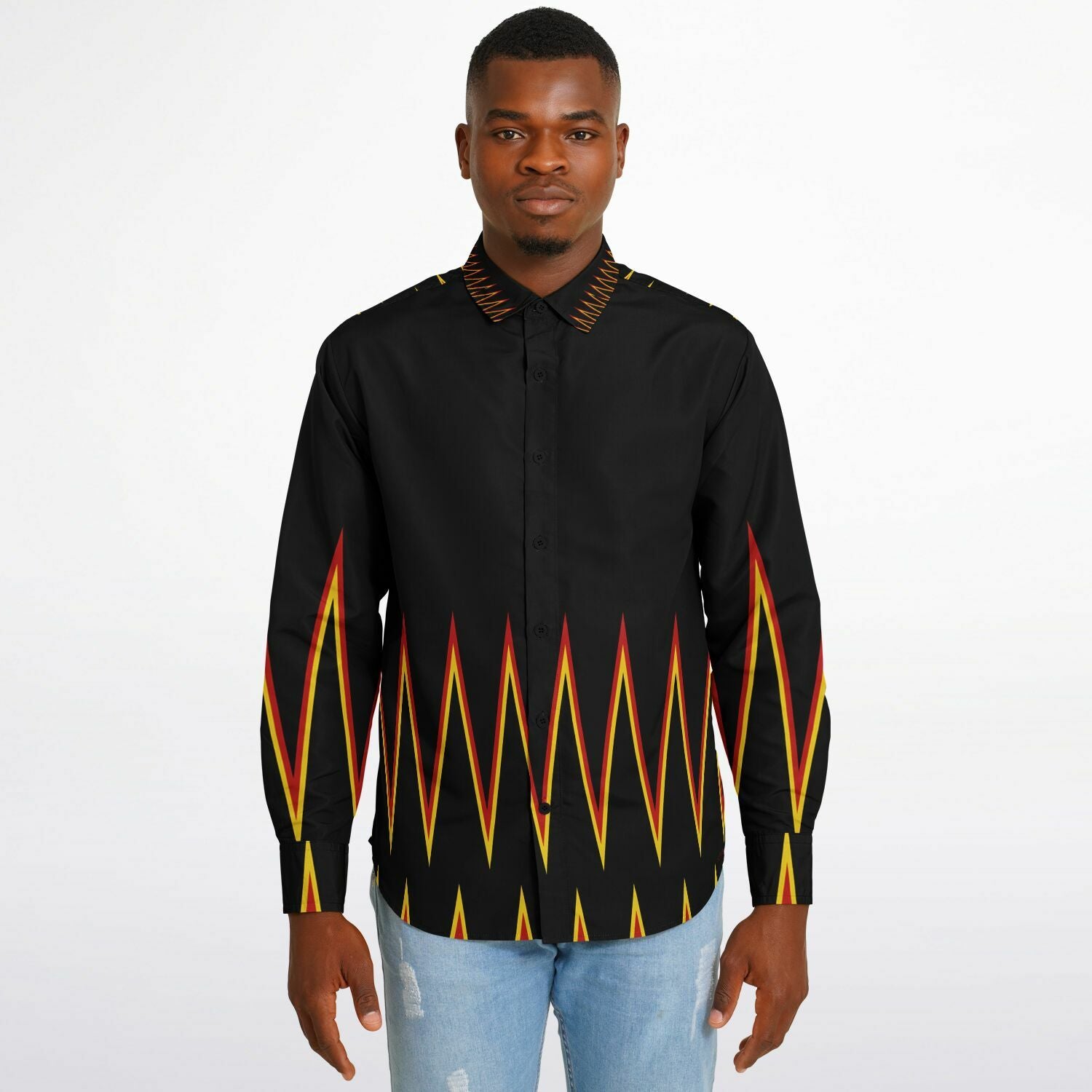 $NiieihiiNookei Long Sleeve Button Down Shirt - AOP