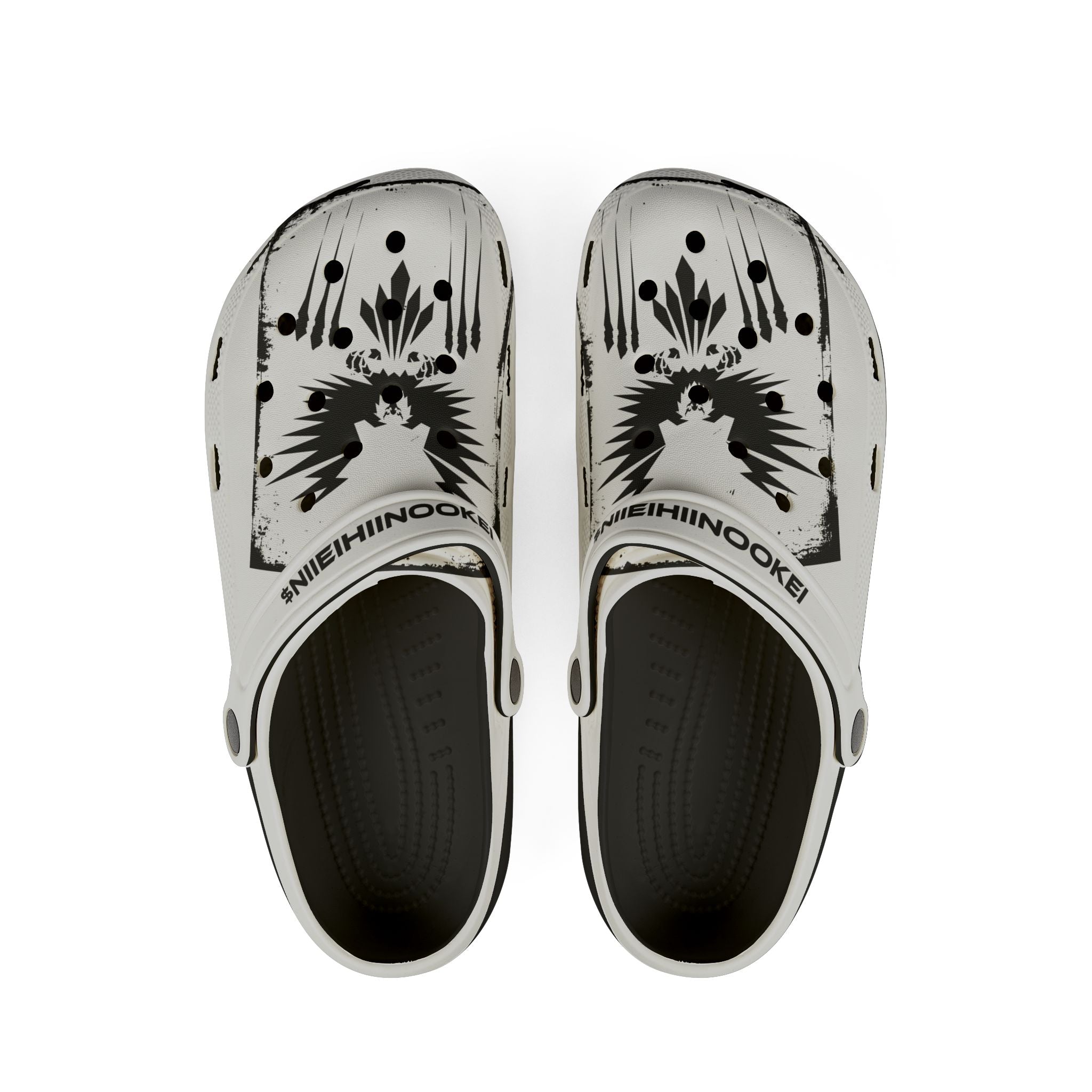 $NiieihiiNookei EVA Foam Clogs — Black Ink Splash Design