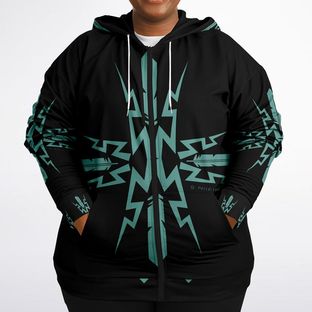 $NiieihiiNookei Plus-size Ziphoodie - AOP