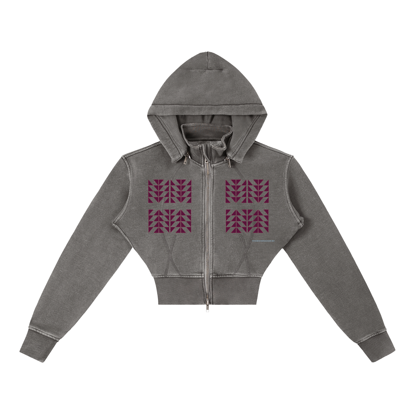 $NiieihiiNookei Vintage Washed Cropped Fleece Hoodie