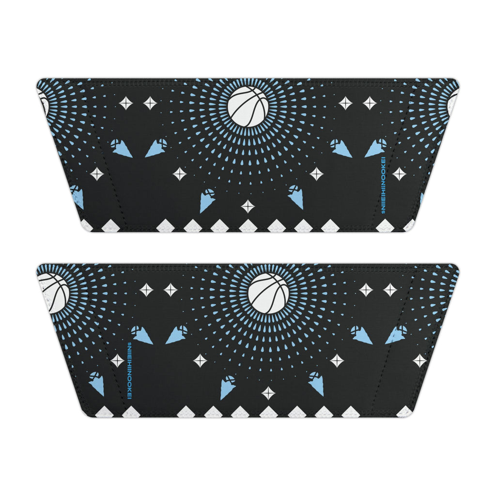 Men's Slide Sandals — Black Geometric Cosmic Pattern, Removable-Strap Pool Slides