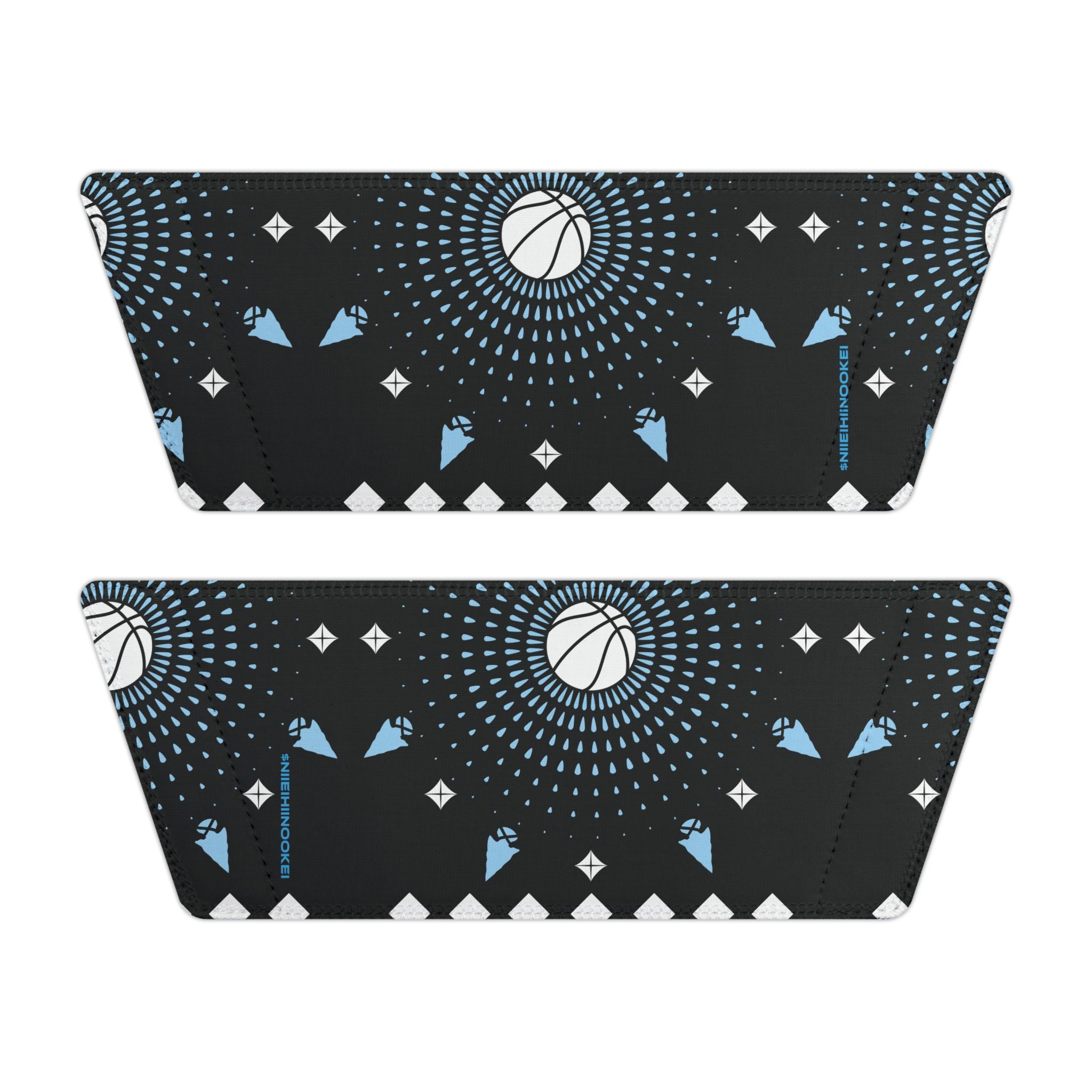 Men's Slide Sandals — Black Geometric Cosmic Pattern, Removable-Strap Pool Slides