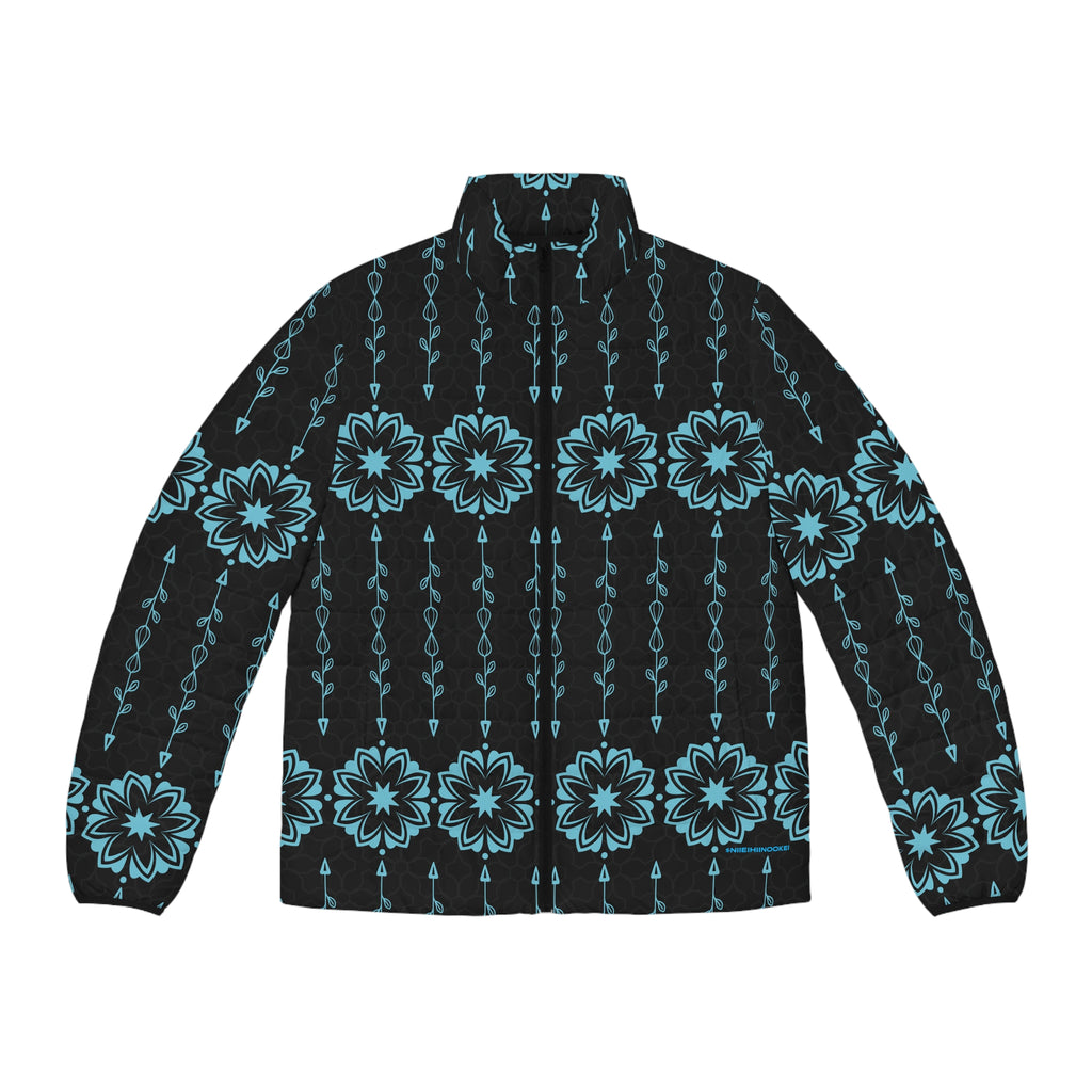 $NiieihiiNookei Men's Puffer Jacket — Modern Indigenous Design AOP