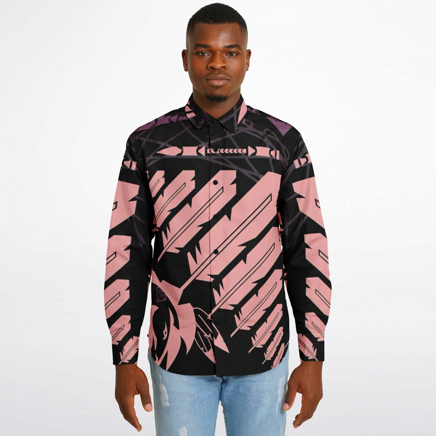 $NiieihiiNookei Long Sleeve Button Down Shirt - AOP