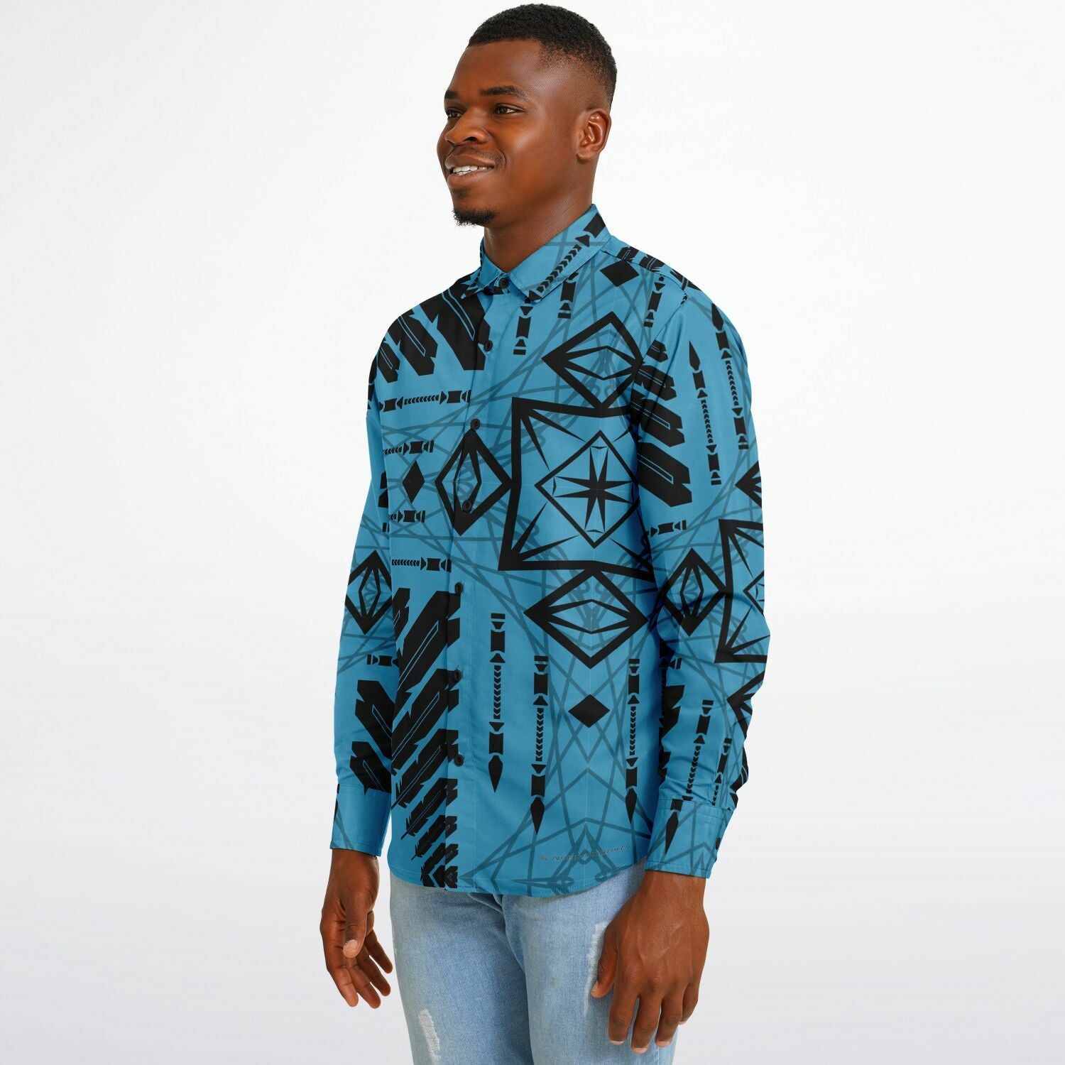 $NiieihiiNookei Long Sleeve Button Down Shirt - AOP