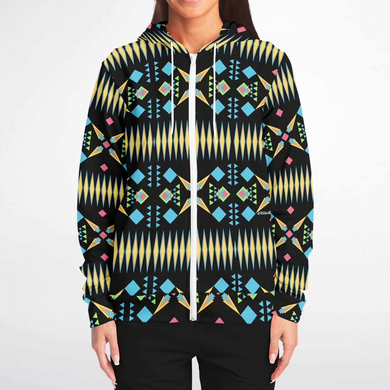 $NiieihiiNookei Athletic Zip-Up Hoodie - AOP