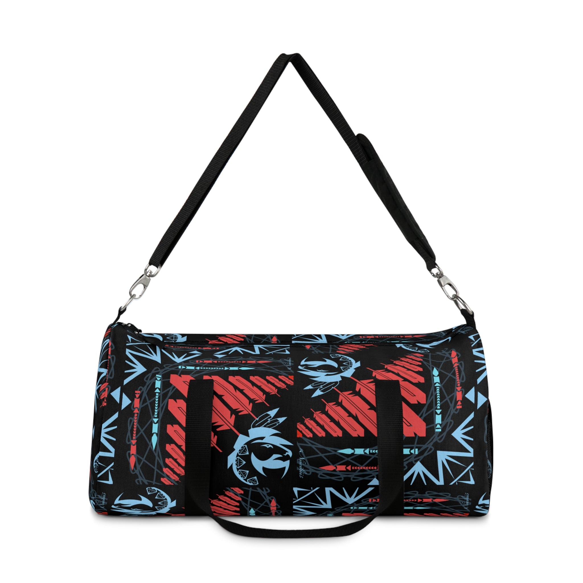 $NiieihiiNookei Duffel Bag — Red & Blue Geometric Travel Gym Bag