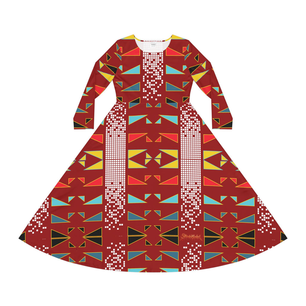 Women's Long Sleeve Dance Dress — River Camp Design by $NiieihiiNookei