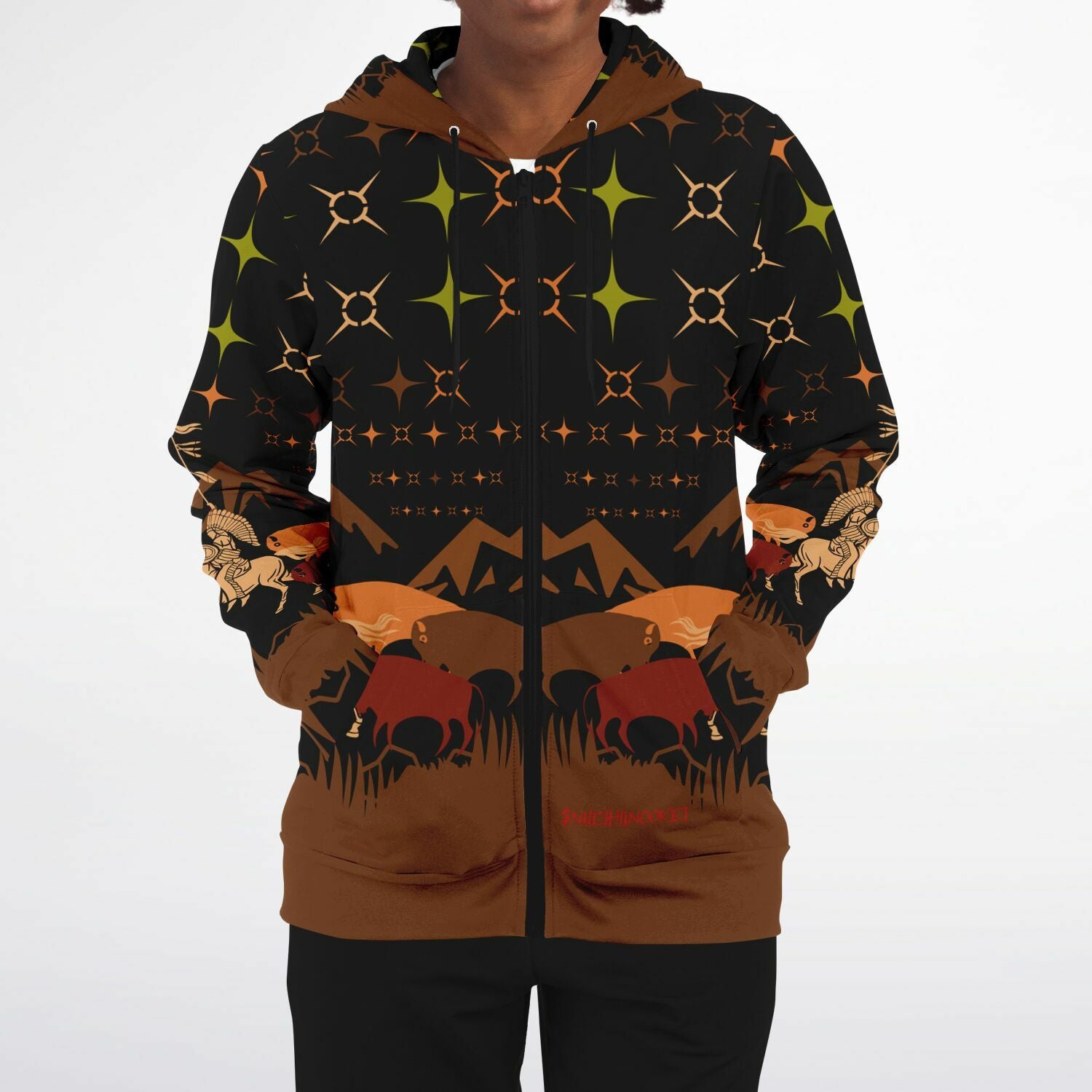$NiieihiiNookei Athletic Zip-Up Hoodie - AOP