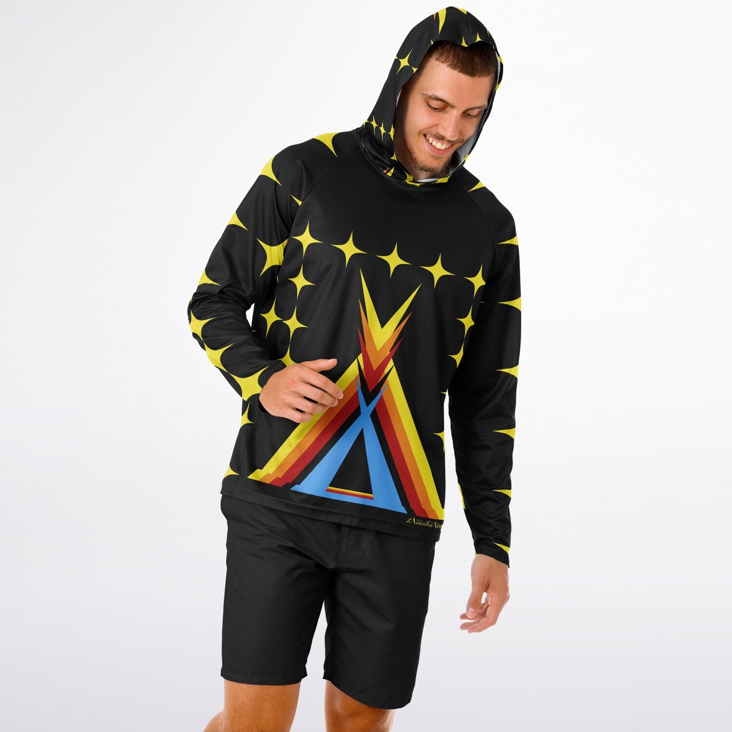 $NiieihiiNookei Long Sleeve Hooded Performance Shirt - AOP