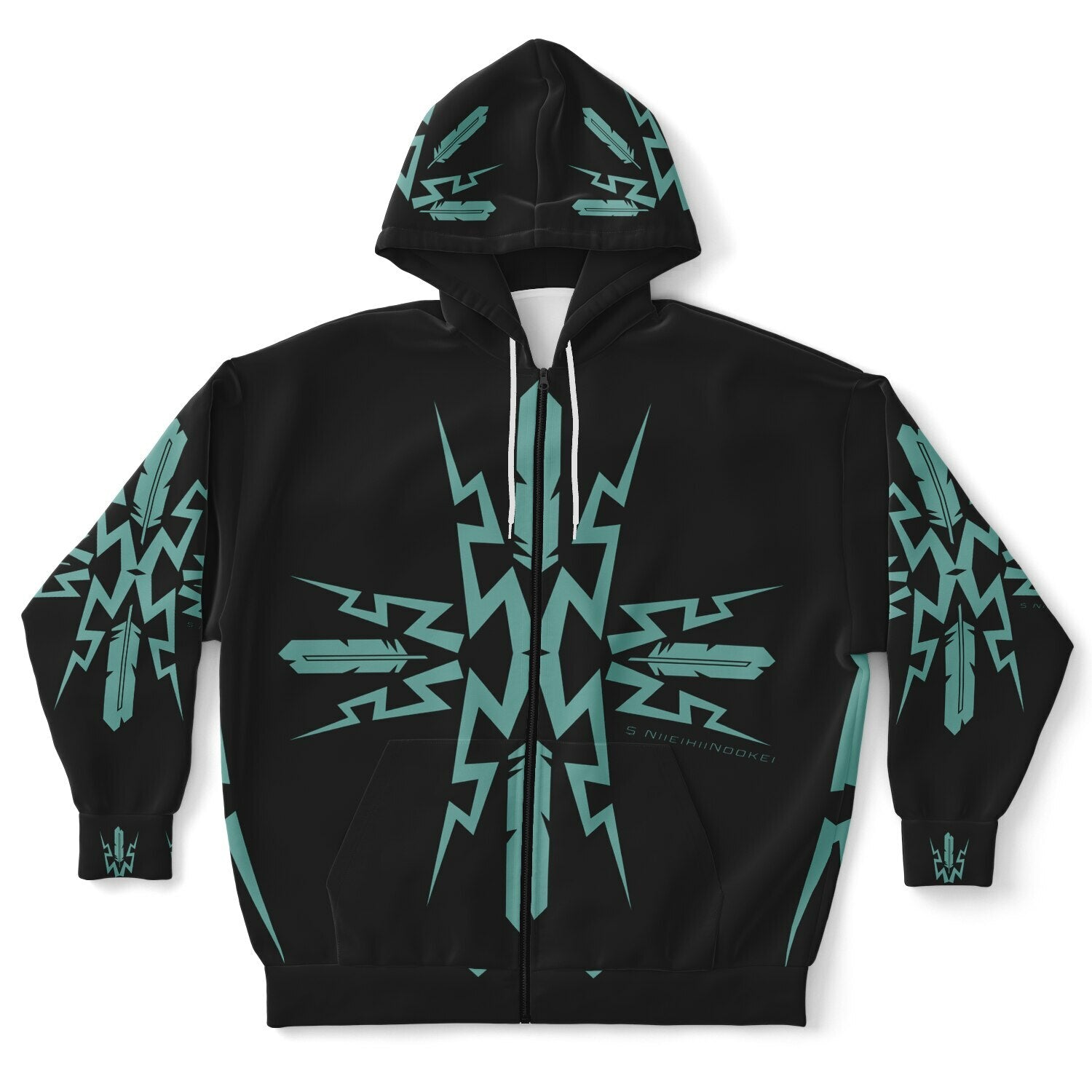 $NiieihiiNookei Plus-size Ziphoodie - AOP