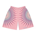 $NiieihiiNookei Pink Starburst Basketball Shorts — Sunburst All-Over Print Athletic Shorts