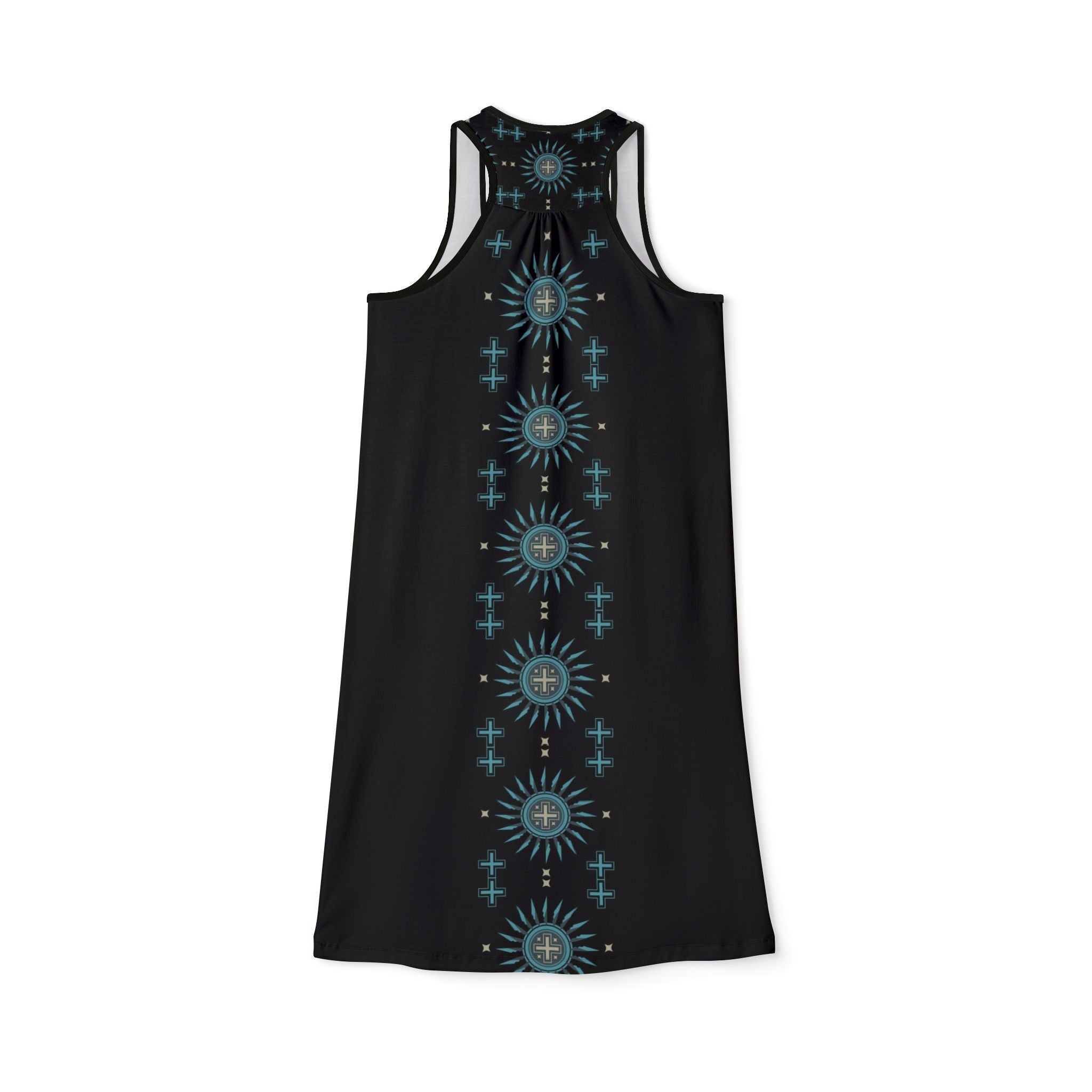 $NiieihiiNookei Racerback Dress — Teal & Black All-Over Print