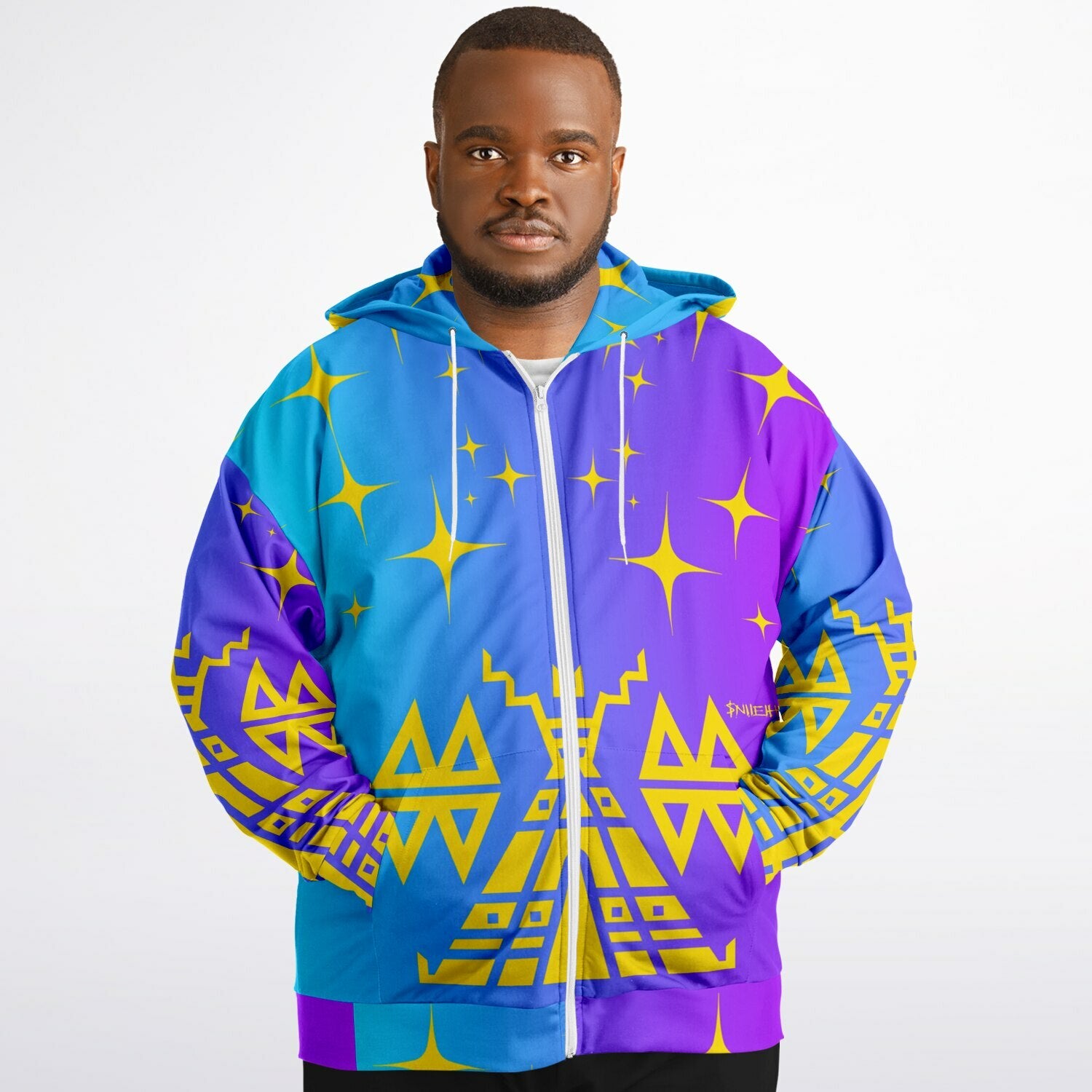 $NiieihiiNookei Fashion Plus-size Ziphoodie - AOP