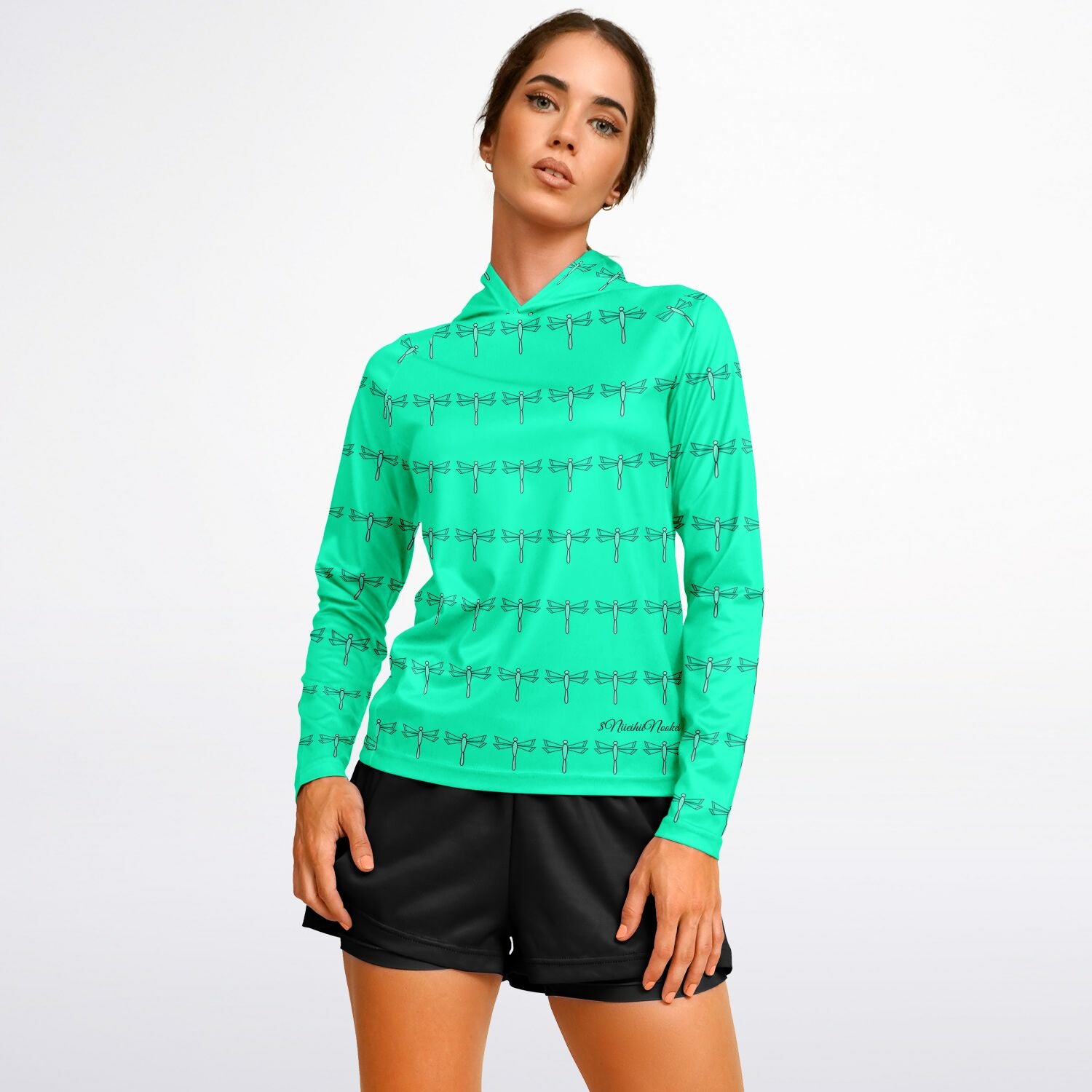 $NiieihiiNookei Women's Long Sleeve Hooded Performance Shirt - AOP