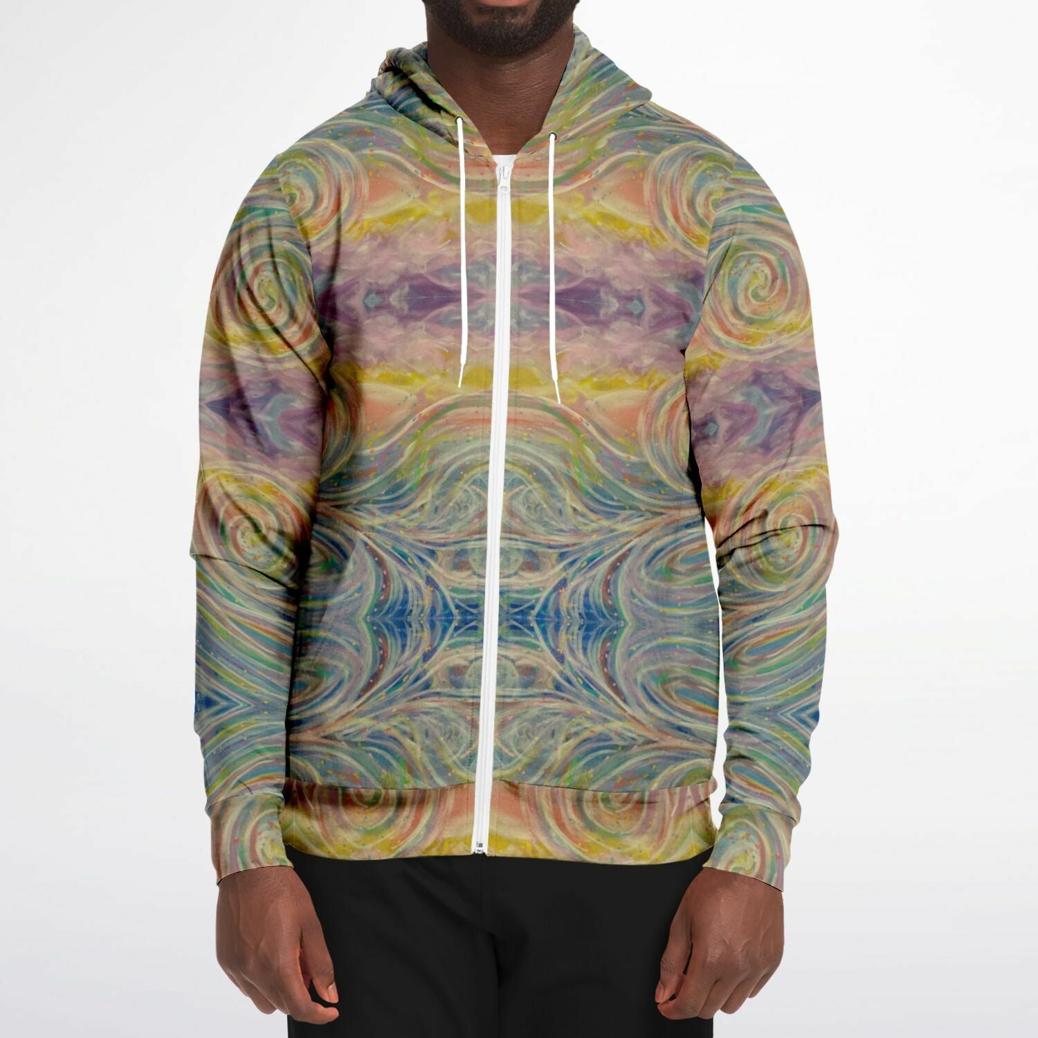SMW Watercolor Fashion Zip-Up Hoodie - AOP