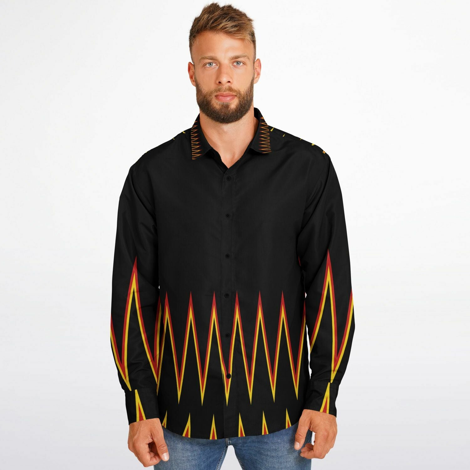 $NiieihiiNookei Long Sleeve Button Down Shirt - AOP