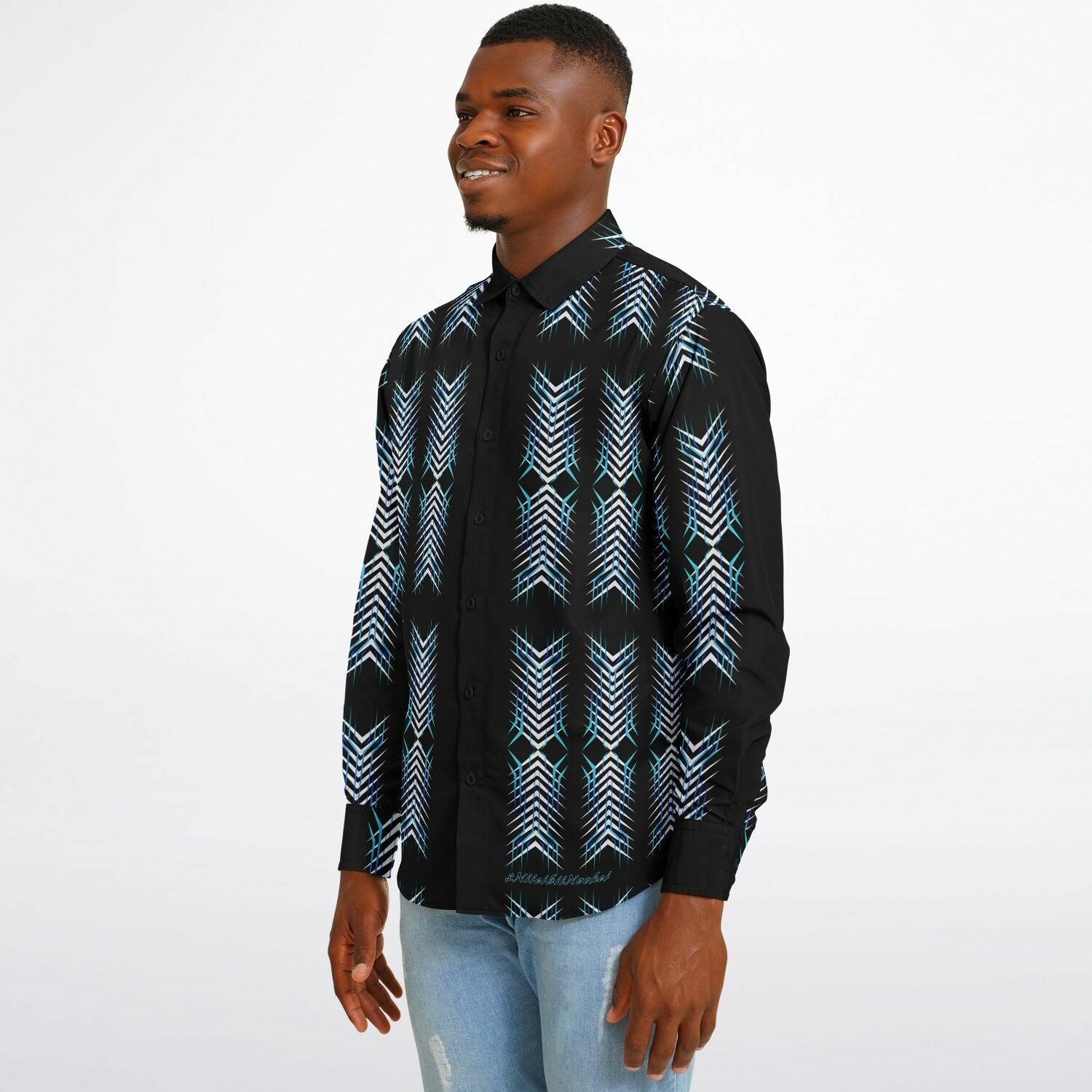 $NiieihiiNookei Long Sleeve Button Down Shirt - AOP