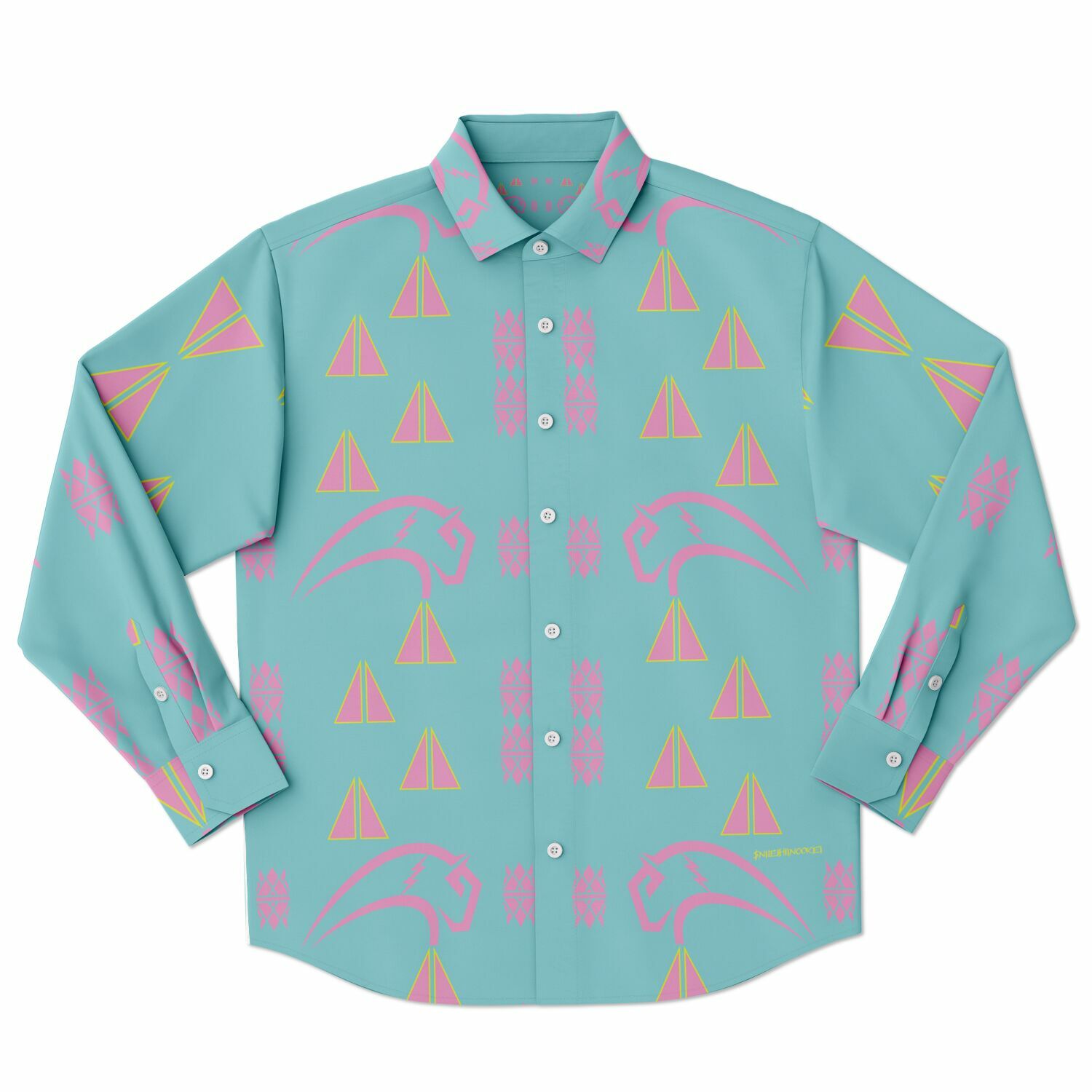 $NiieihiiNookei Long Sleeve Button Down Shirt - AOP
