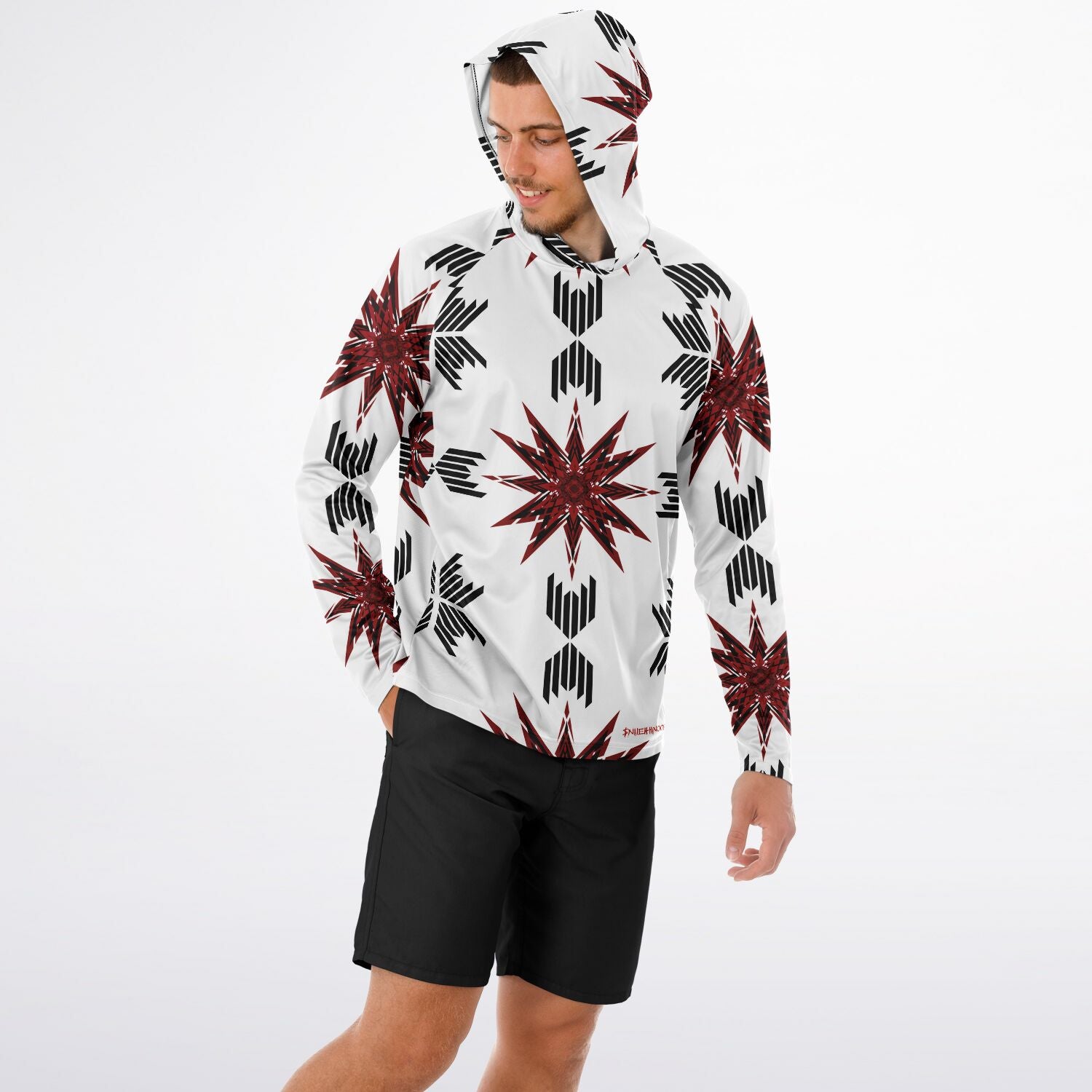 Men's Long Sleeve Hooded Performance Shirt - AOP