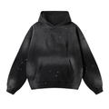 BLACK WOLF Vintage Wash Frayed Fleece Hoodie - 360 GSM