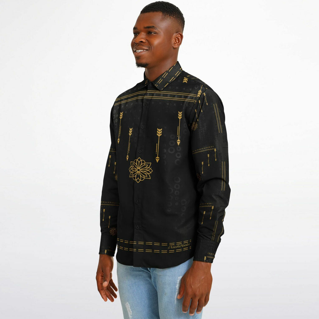 $NiieihiiNookei Long Sleeve Button Down Shirt - AOP