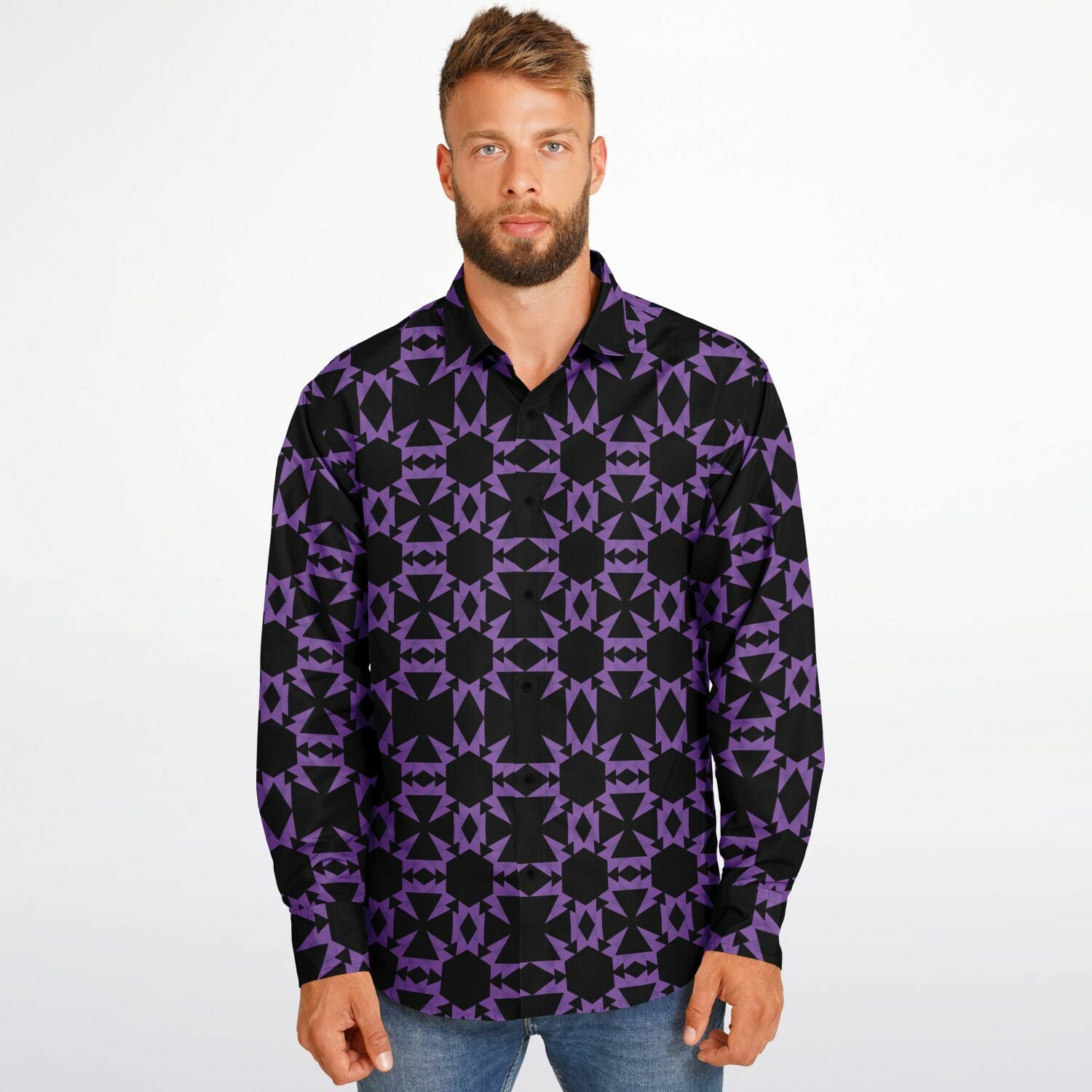 $NiiieihiiNookei Long Sleeve Button Down Shirt - AOP