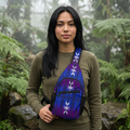 Blue Purple Geometric Chest Bag – AOP Sling Pack with Abstract Star Pattern