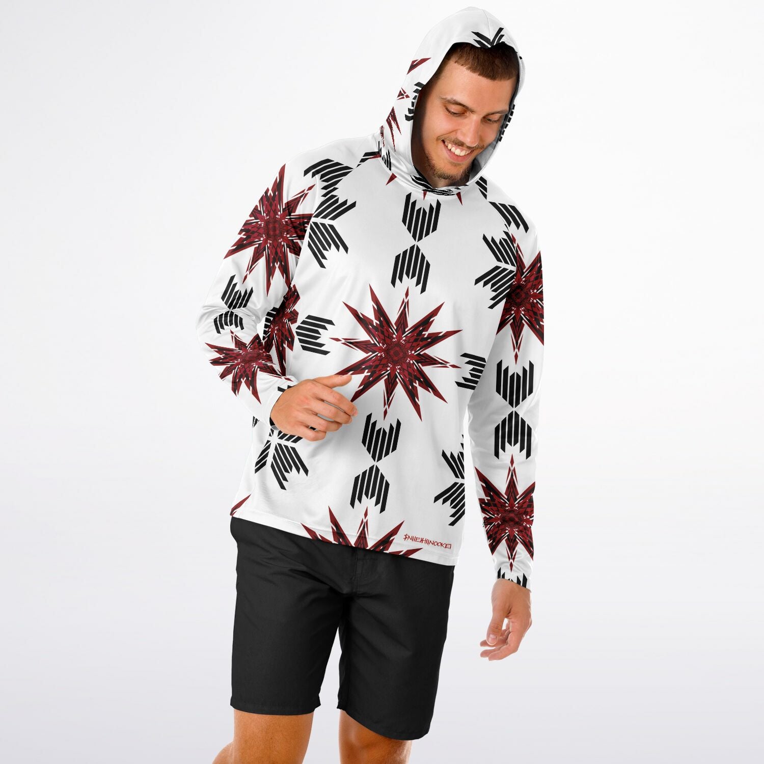 Men's Long Sleeve Hooded Performance Shirt - AOP