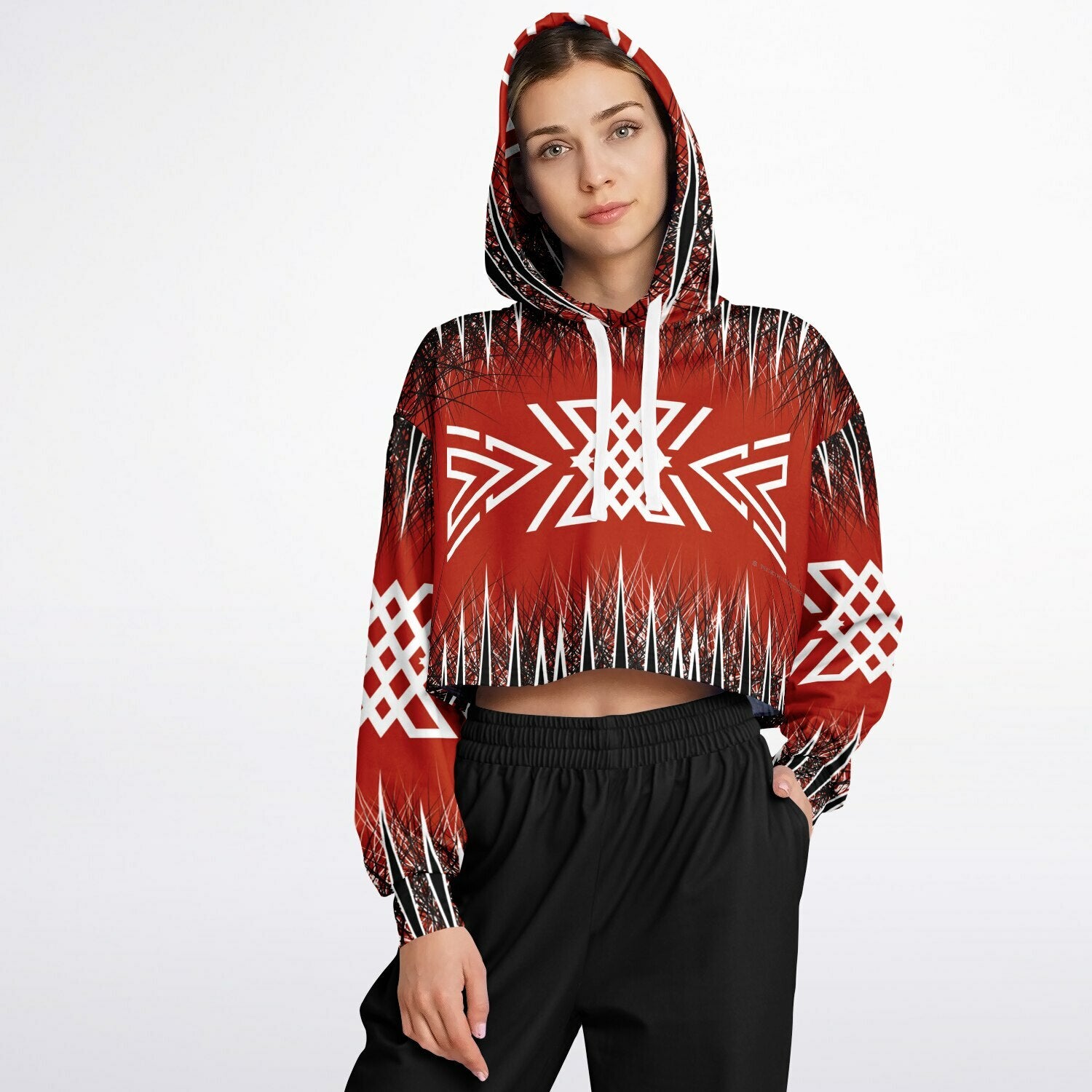 $NiieihiiNookei Fashion Cropped Hoodie - AOP