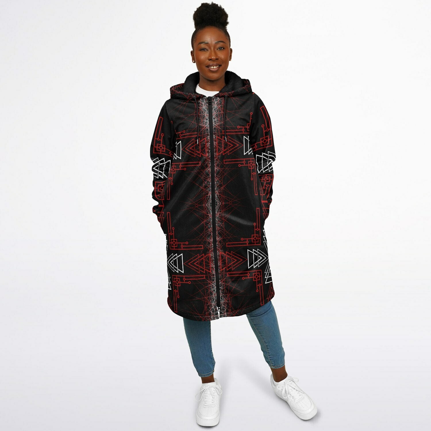 $NiieihiiNookei Microfleece Lined Zipper Cloak - AOP