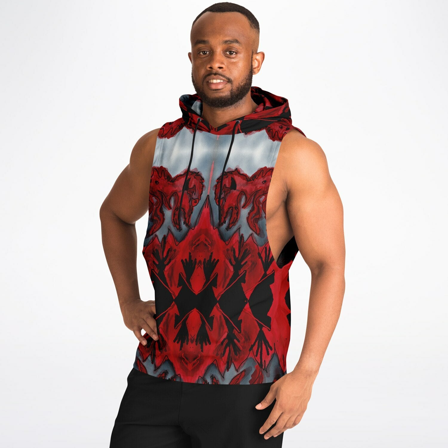 $NiieihiiNookei Athletic Drop Armhole Hoodie - AOP