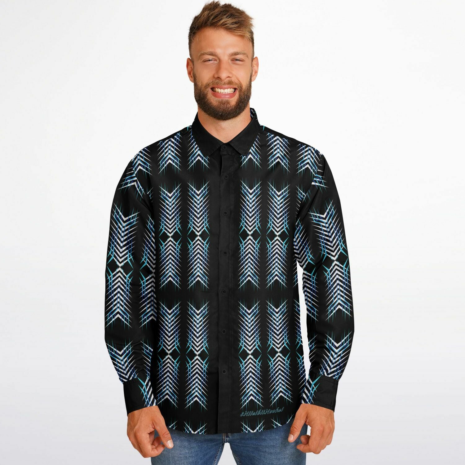 $NiieihiiNookei Long Sleeve Button Down Shirt - AOP