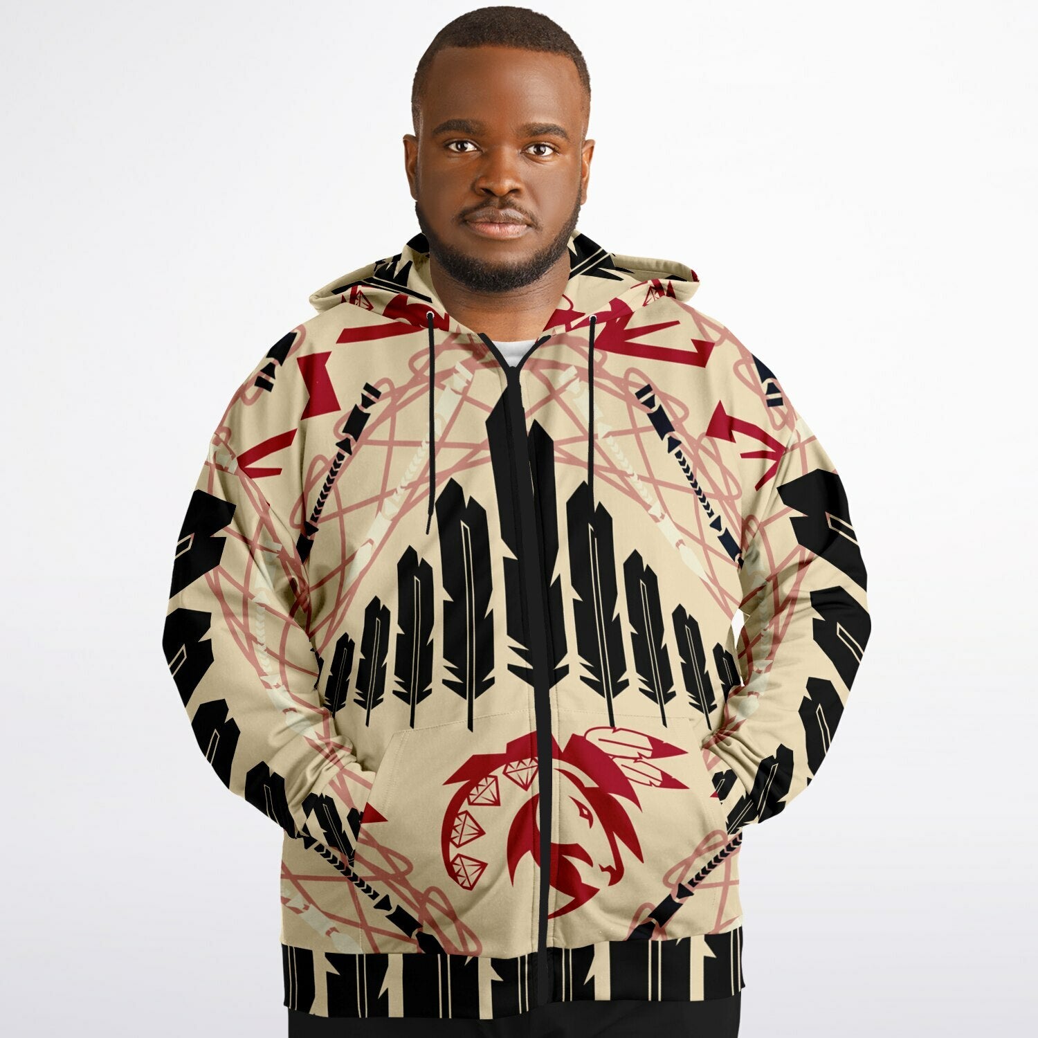 $NiieihiiNookei Plus-size Ziphoodie - AOP