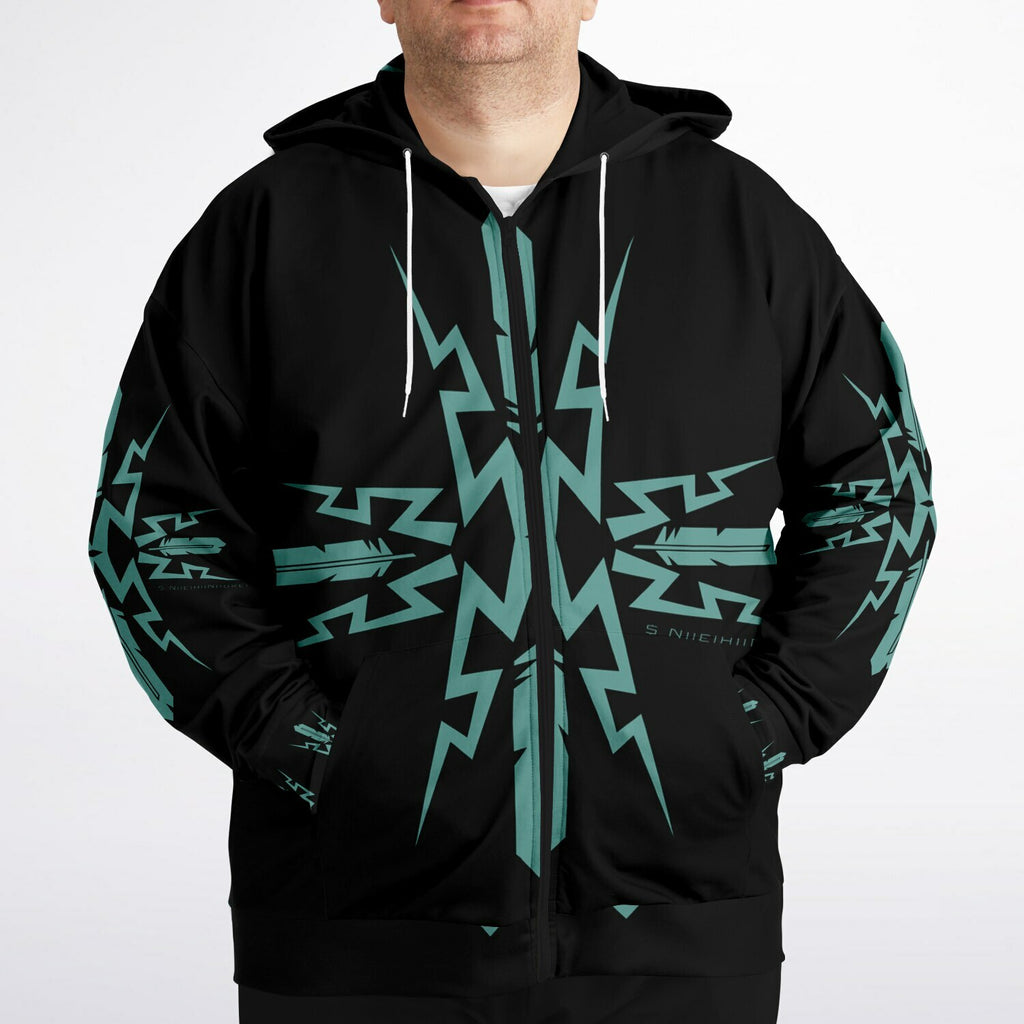 $NiieihiiNookei Plus-size Ziphoodie - AOP