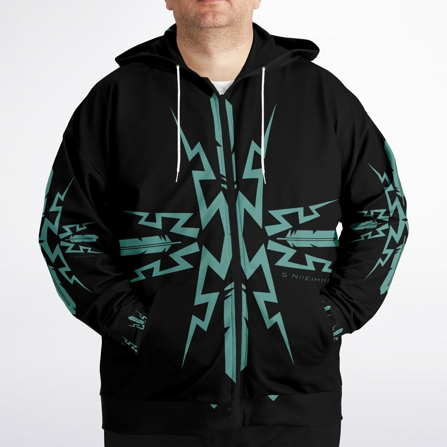 $NiieihiiNookei Plus-size Ziphoodie - AOP